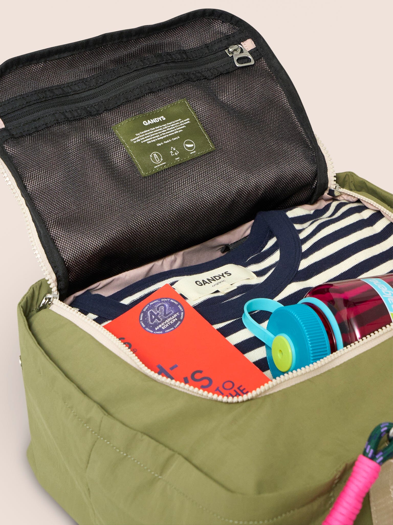 Carabiner Club Recycled Small Cube Crossbody in Khaki Bags- Gandys