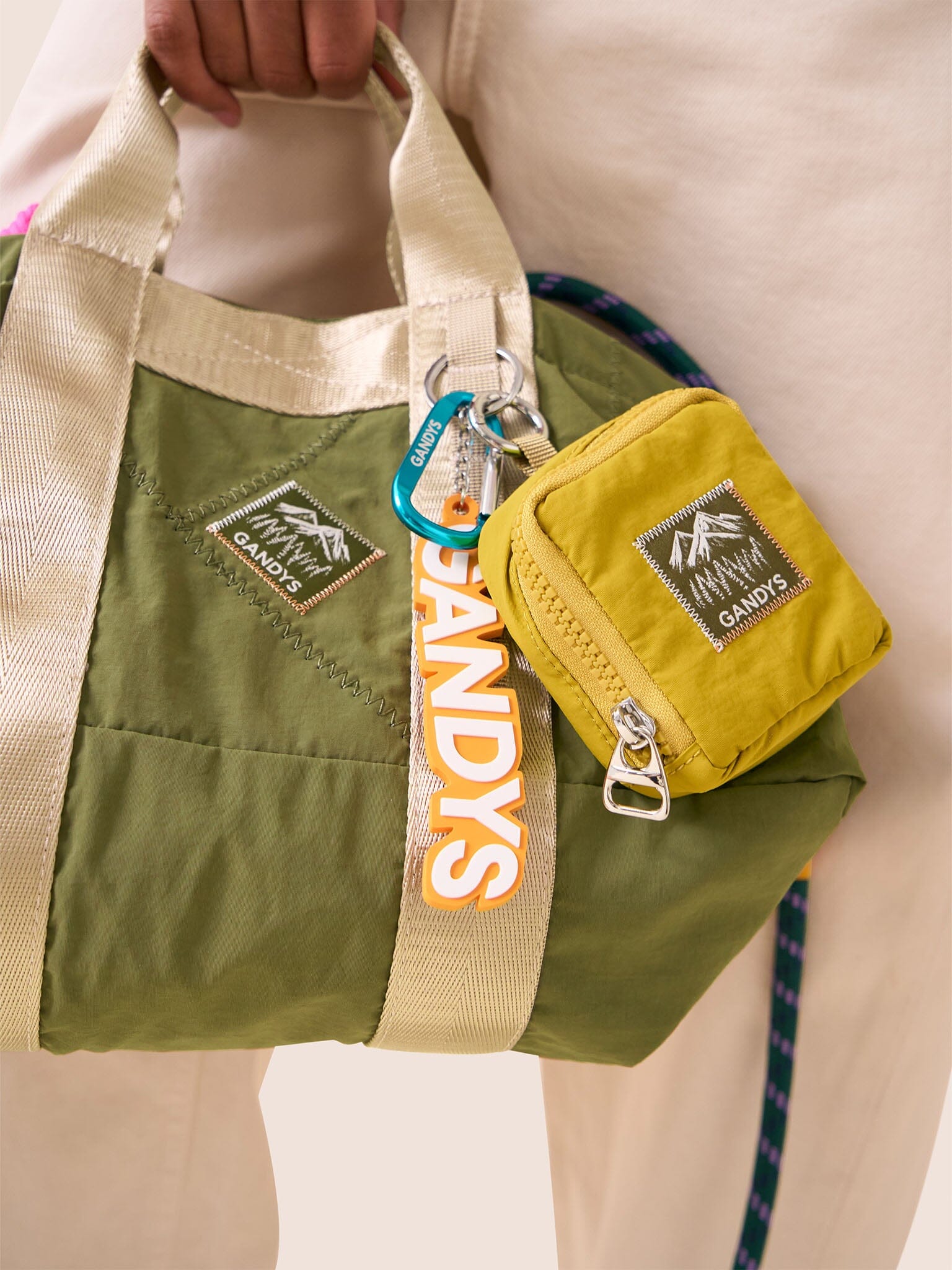 Carabiner Club Recycled Small Cube Crossbody in Khaki Bags- Gandys