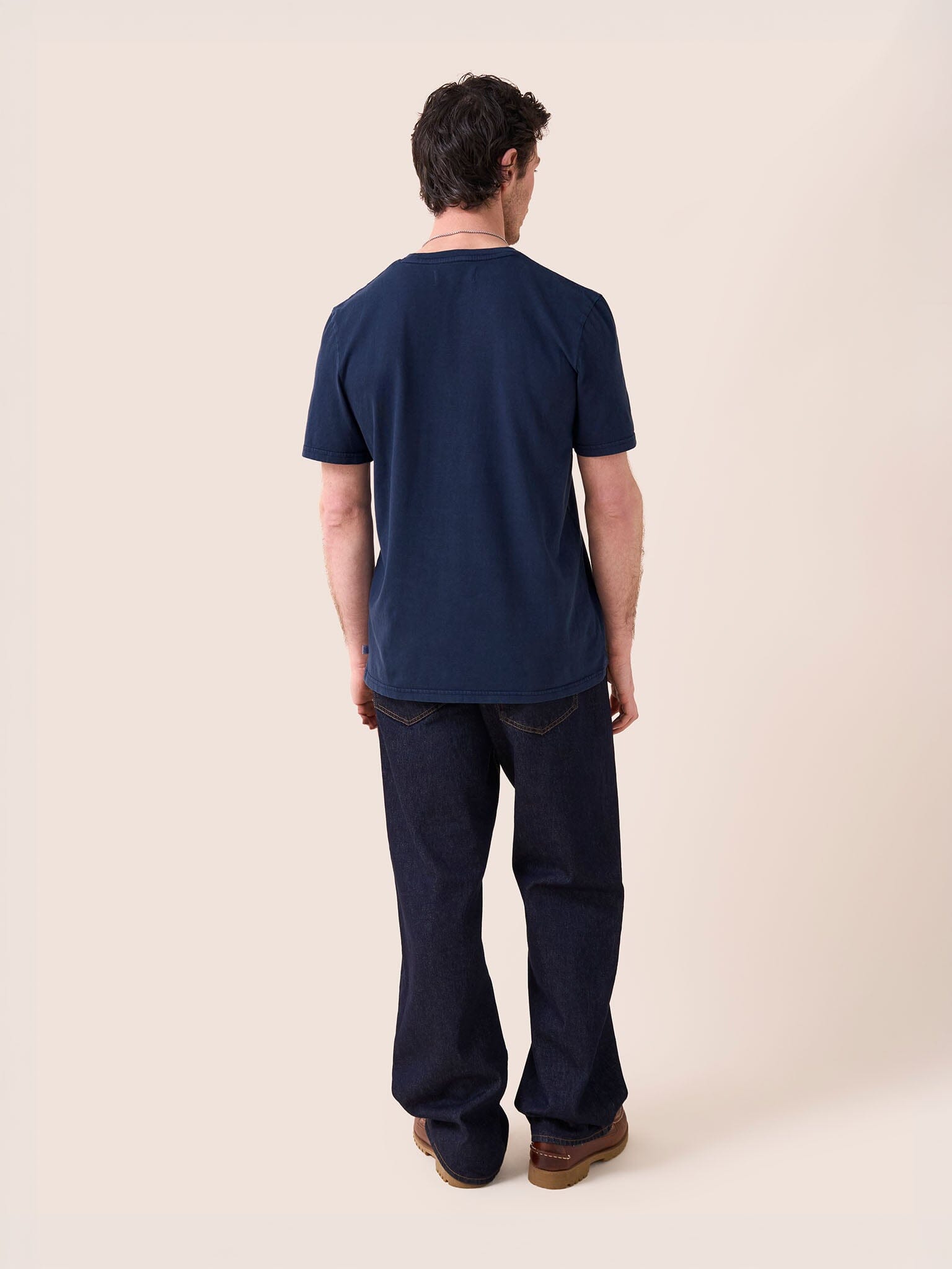 Classic Organic Cotton Sunset Print T-Shirt in Navy T-Shirts- Gandys