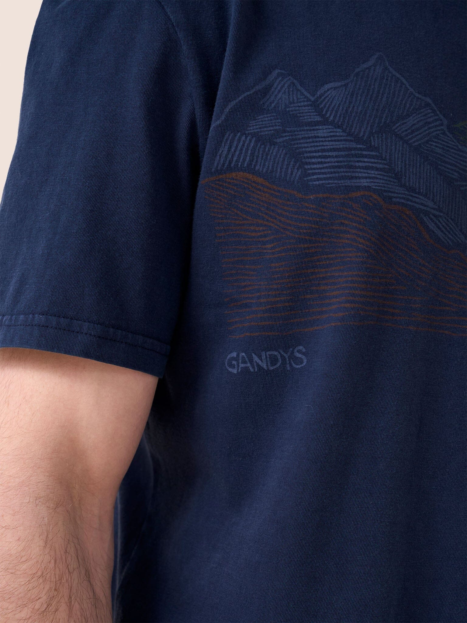 Classic Organic Cotton Sunset Print T-Shirt in Navy T-Shirts- Gandys