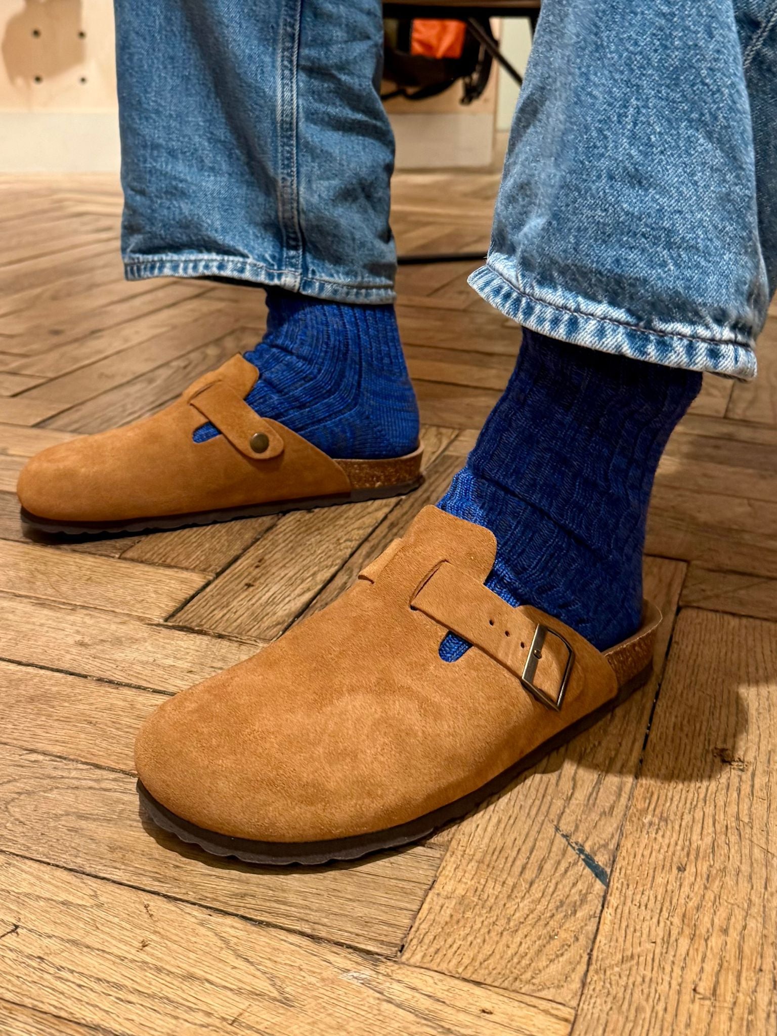 Clayton Made in England Wool Socks in Navy Mix Accessories- Gandys