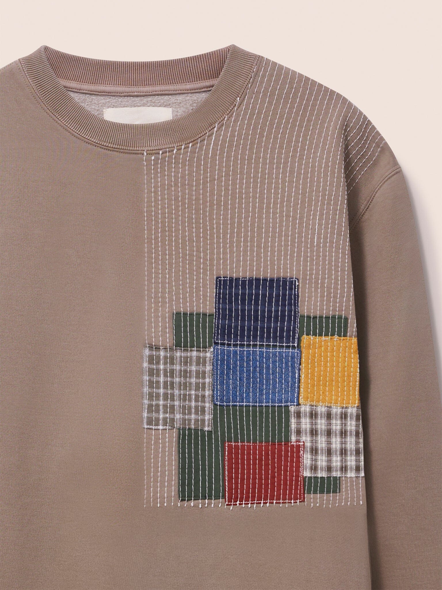 Colwyn Cotton Patchwork Crew Neck Sweater Layering- Gandys