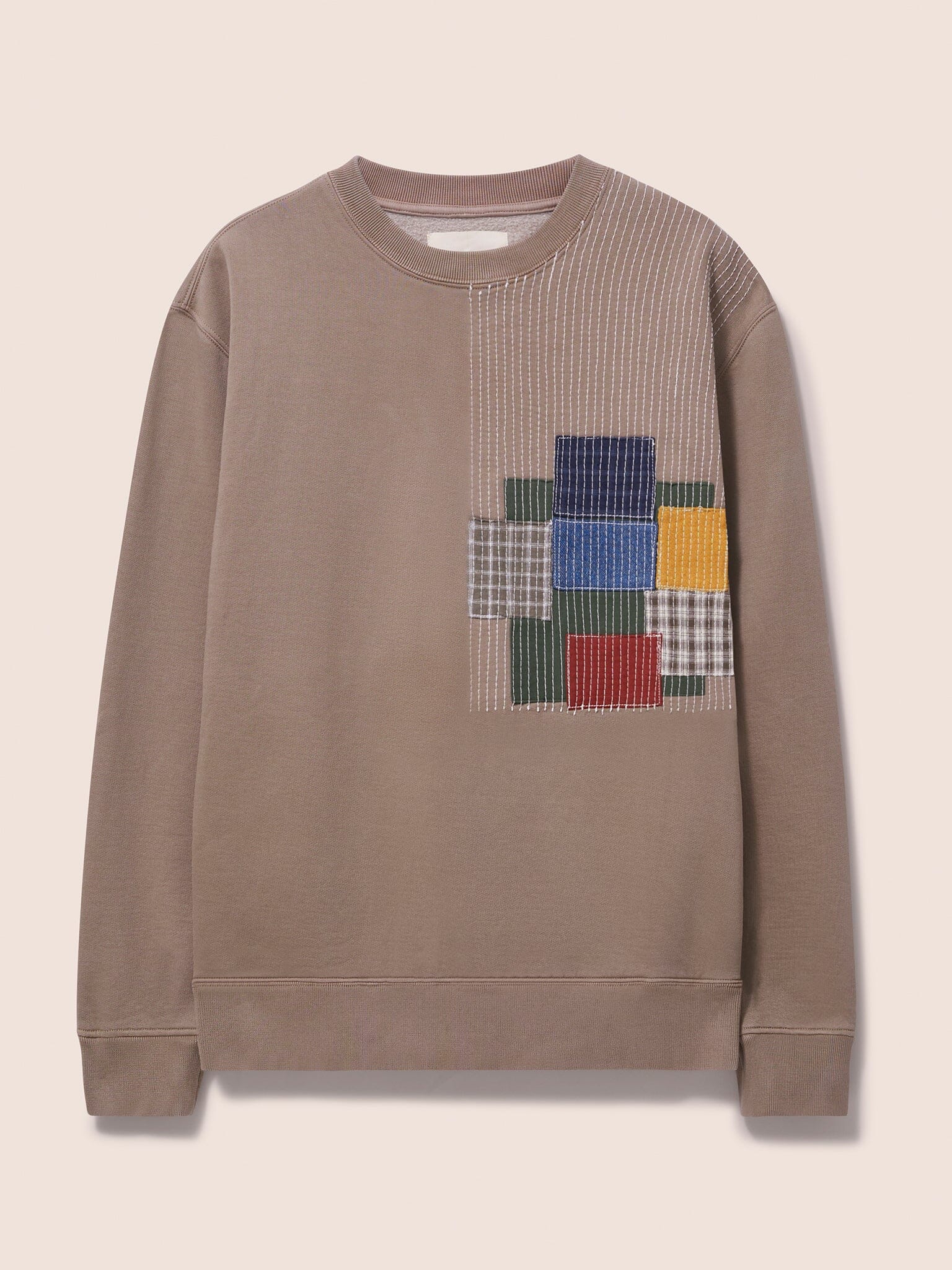 Colwyn Cotton Patchwork Crew Neck Sweater Layering- Gandys