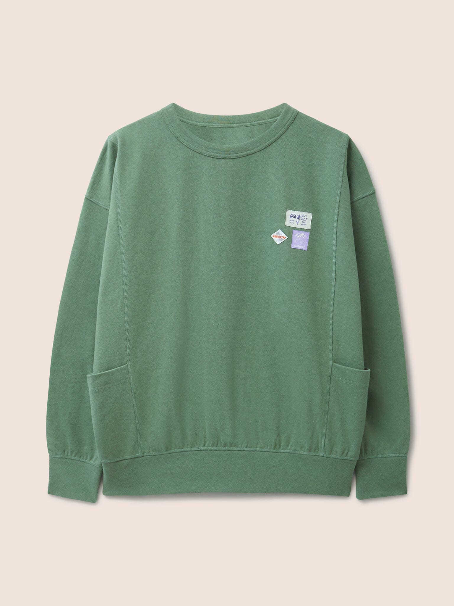 Como Organic Cotton Pocket Sweatshirt in Green Layering- Gandys