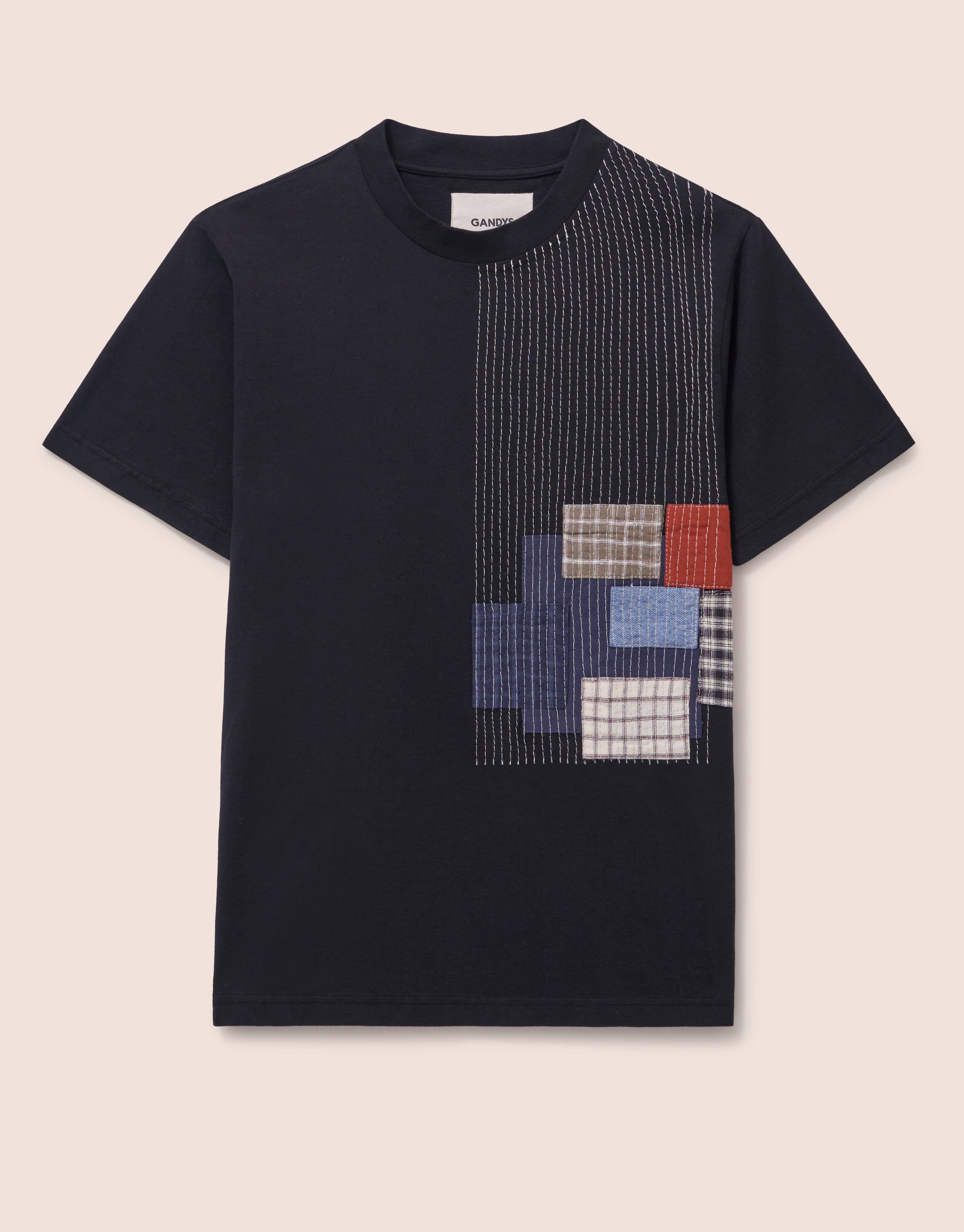 Conwy Cotton Patchwork T-shirt in Black