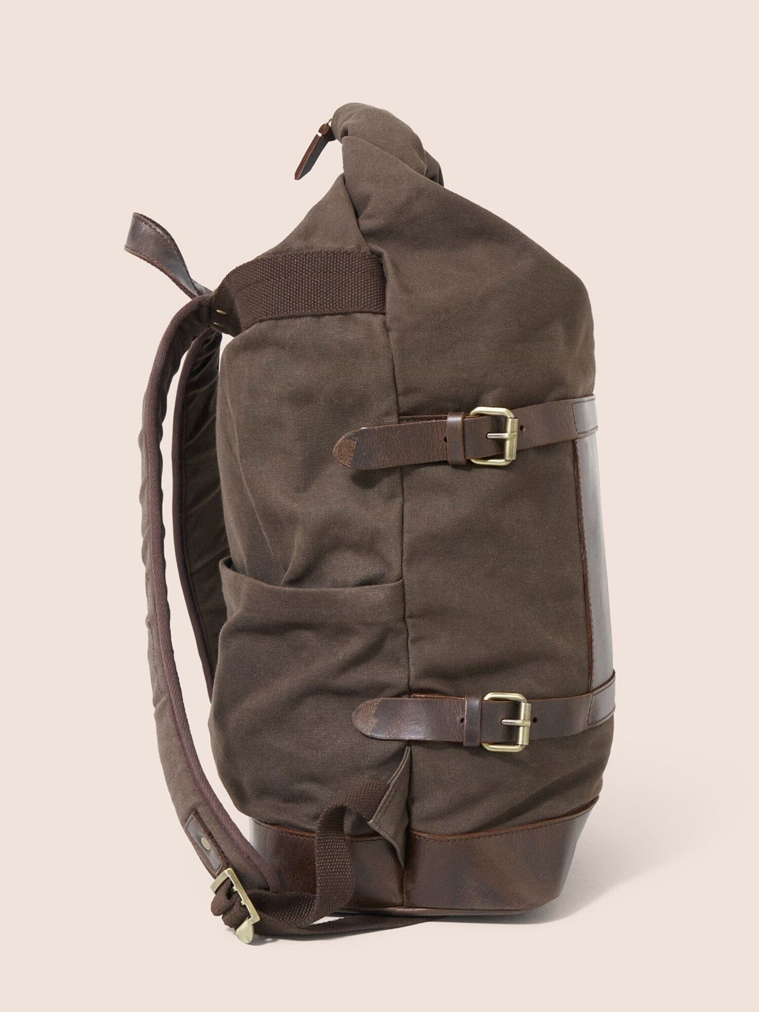 Dolpo Waxed Cotton Roll Top Backpack in Chestnut Bags- Gandys