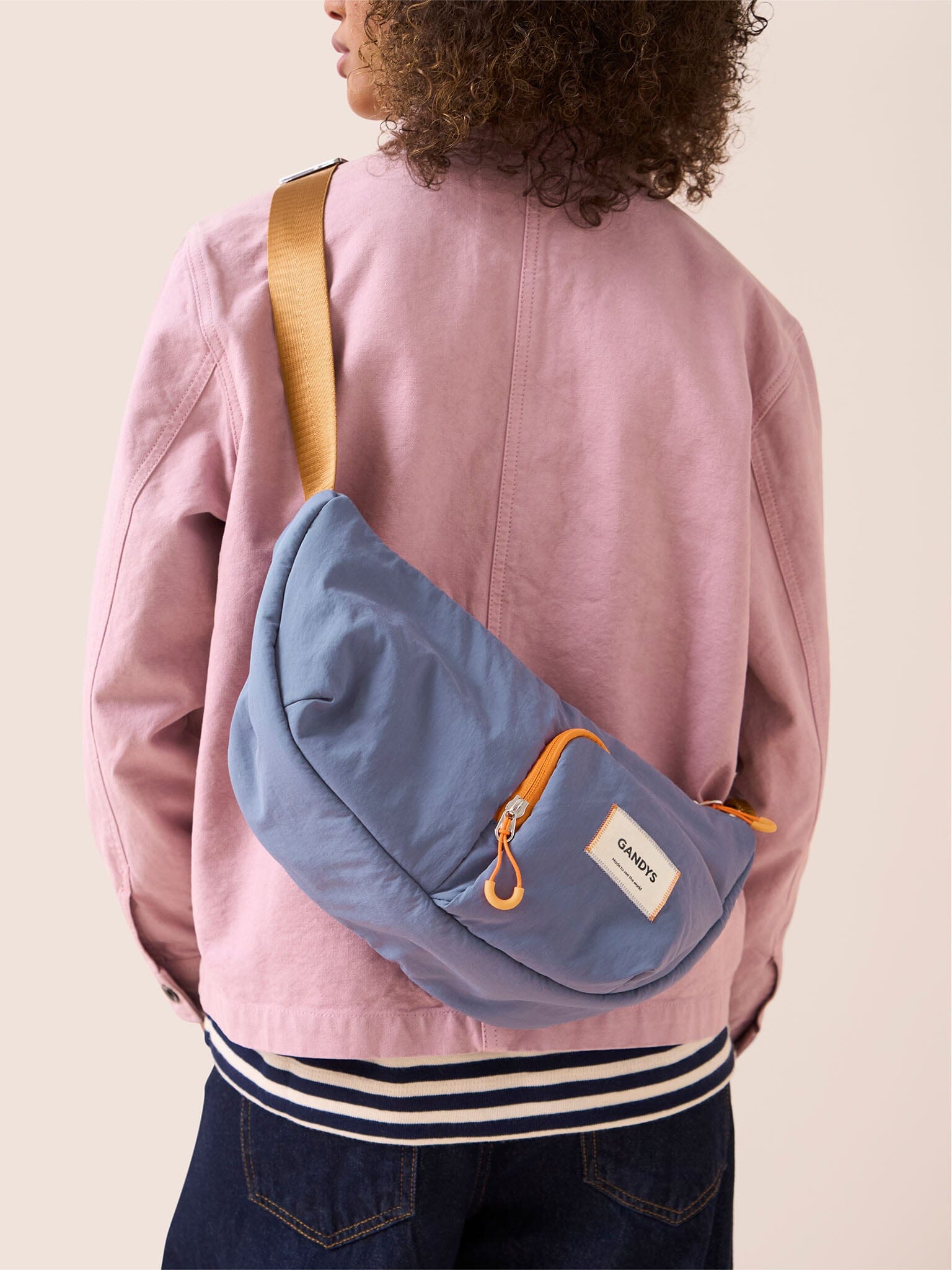 Ecuador Recycled Nylon Sling Bag in Blue Bags- Gandys