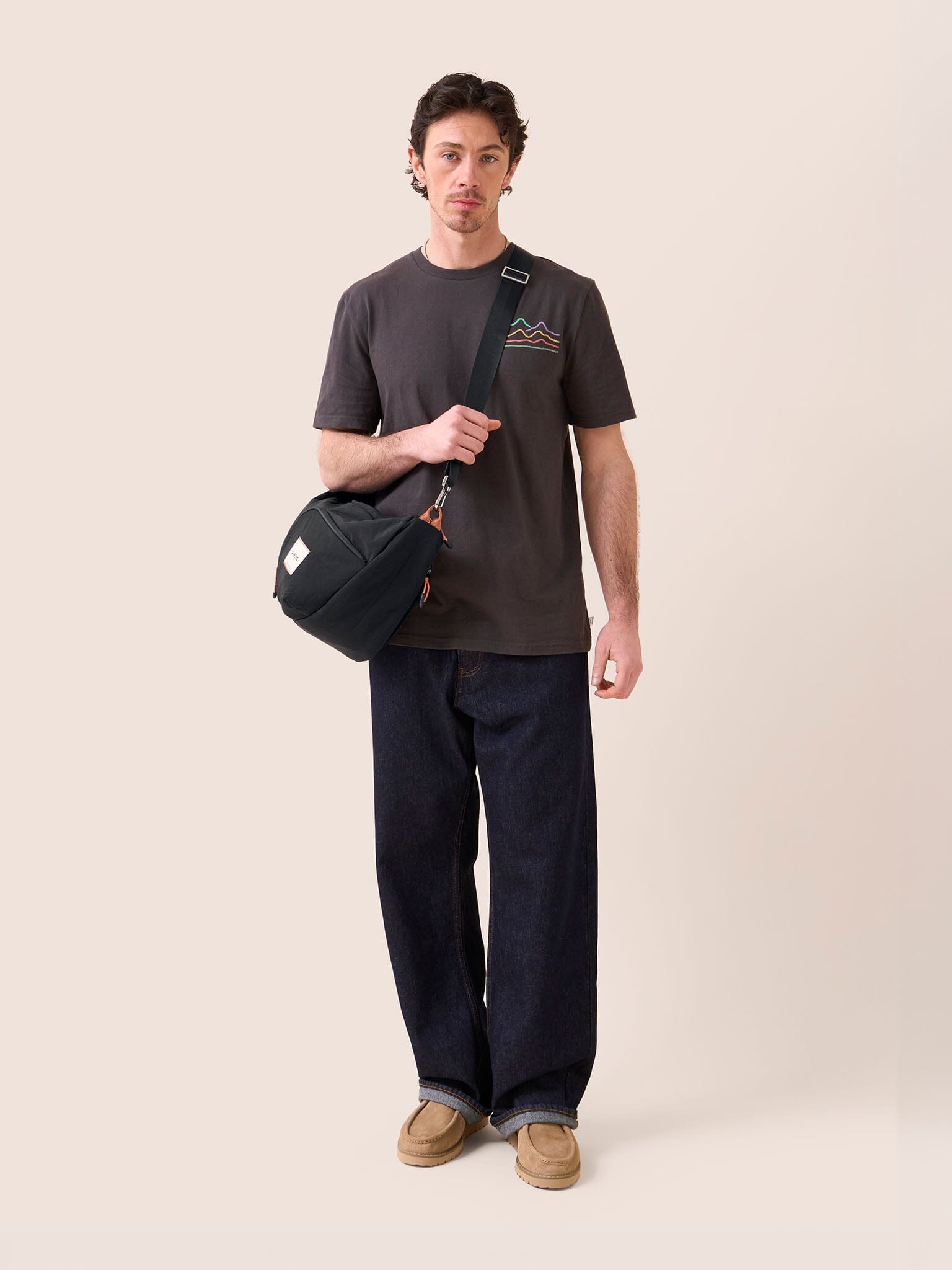 Ecuador XL Recycled Nylon Lightweight Sling Bag in Black Bags- Gandys