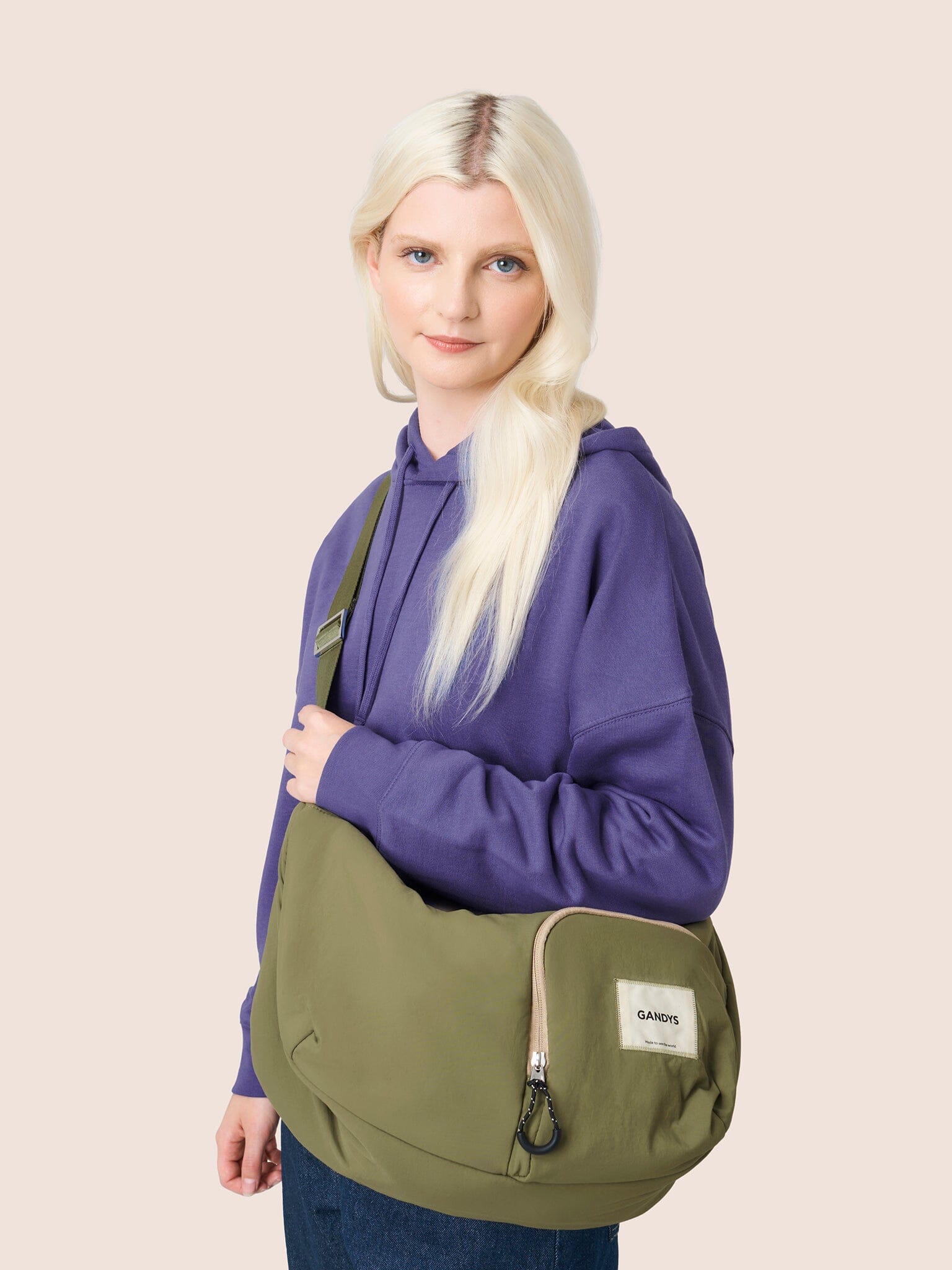 Ecuador XL Recycled Nylon Lightweight Sling Bag Khaki Bags- Gandys
