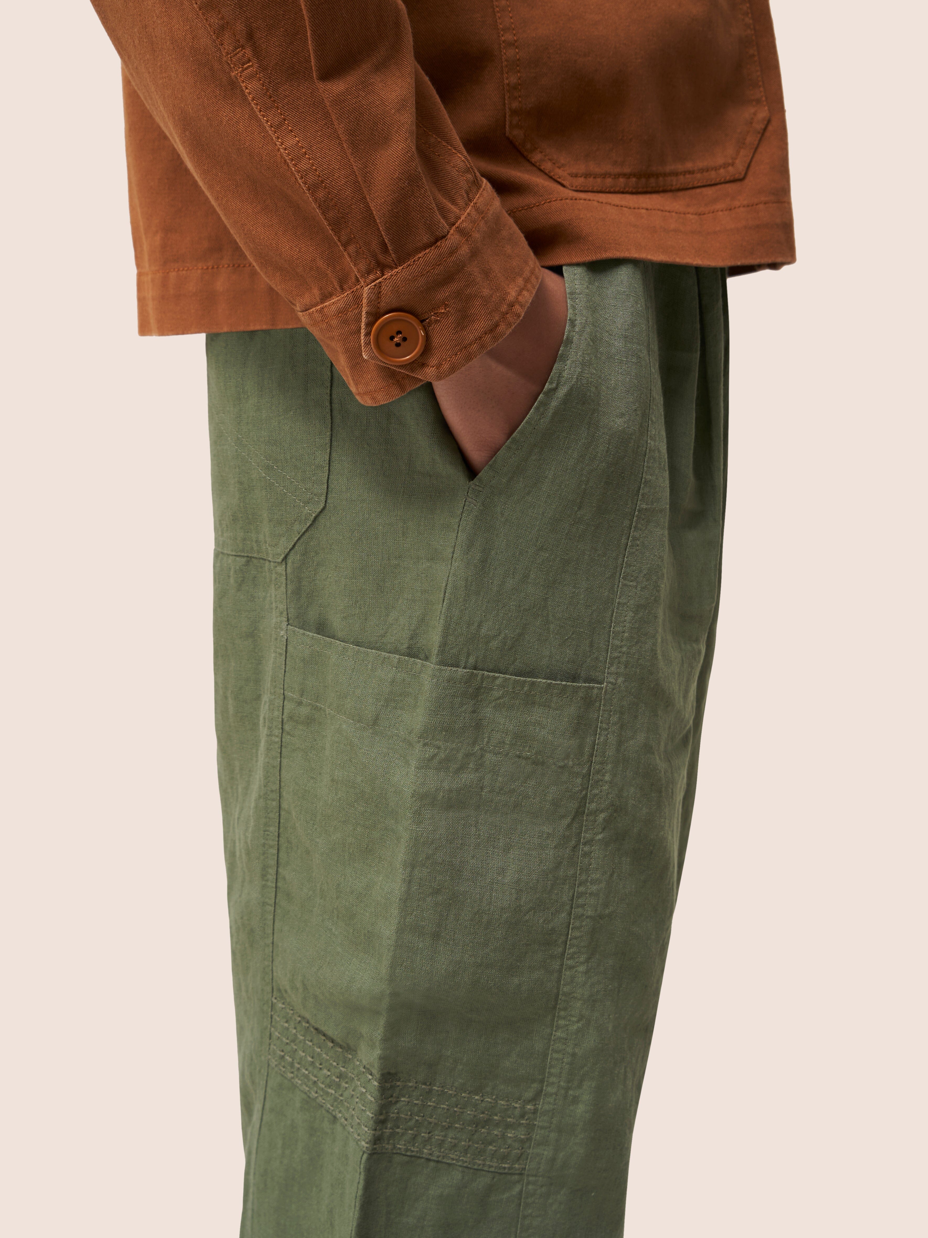 Green Bembridge Barrel Leg Trouser Bottoms- Gandys