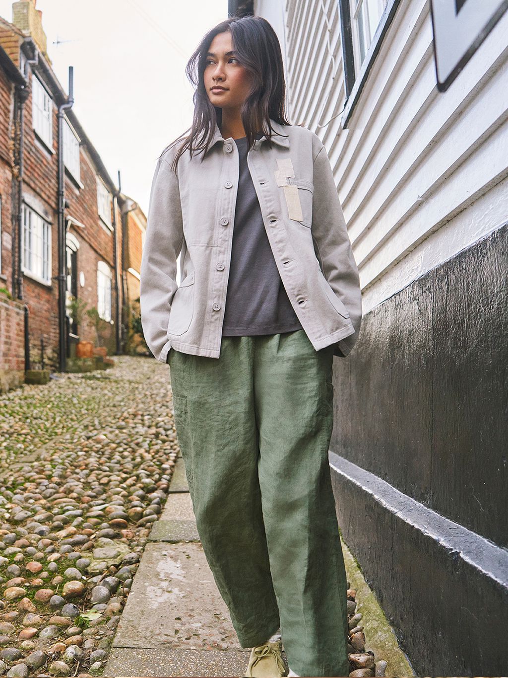 Green Bembridge Barrel Linen Trouser Bottoms- Gandys