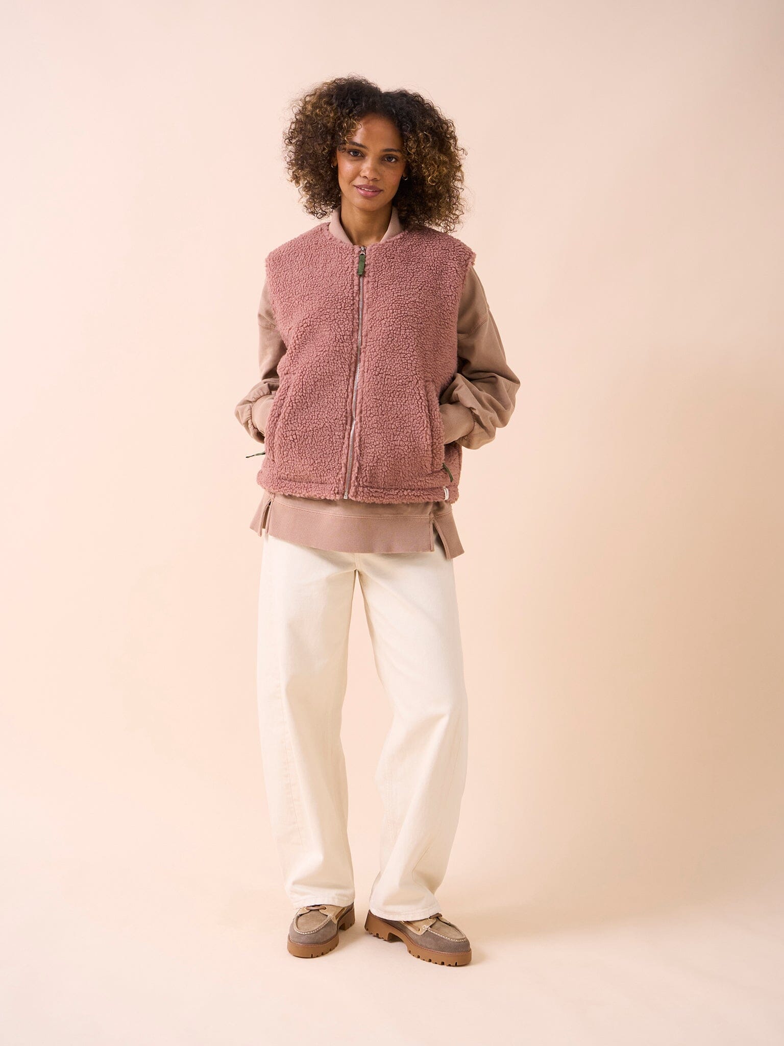 Harlem Recycled Fleece Gilet in Pink Layering- Gandys