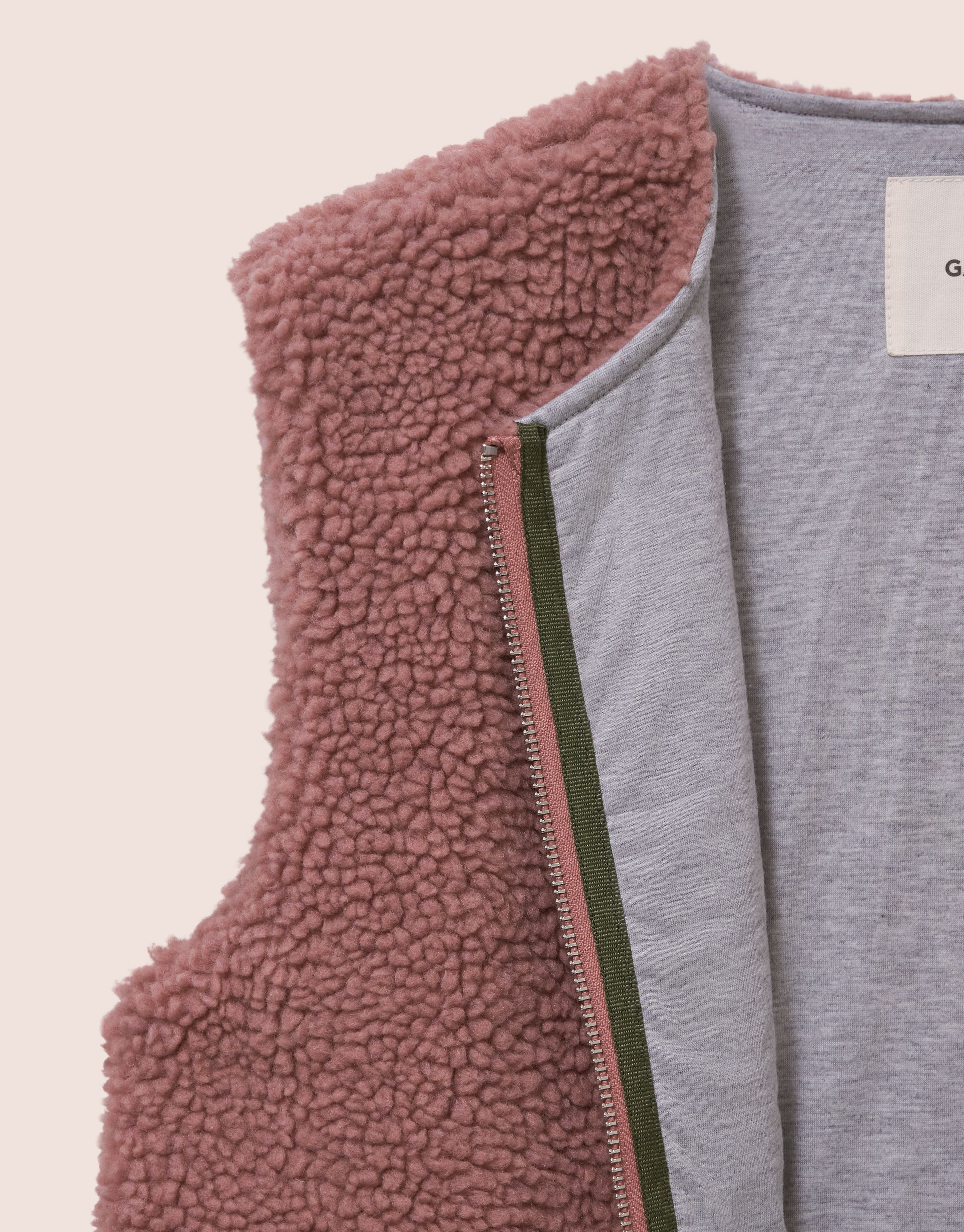 Harlem Recycled Fleece Gilet in Pink Layering- Gandys
