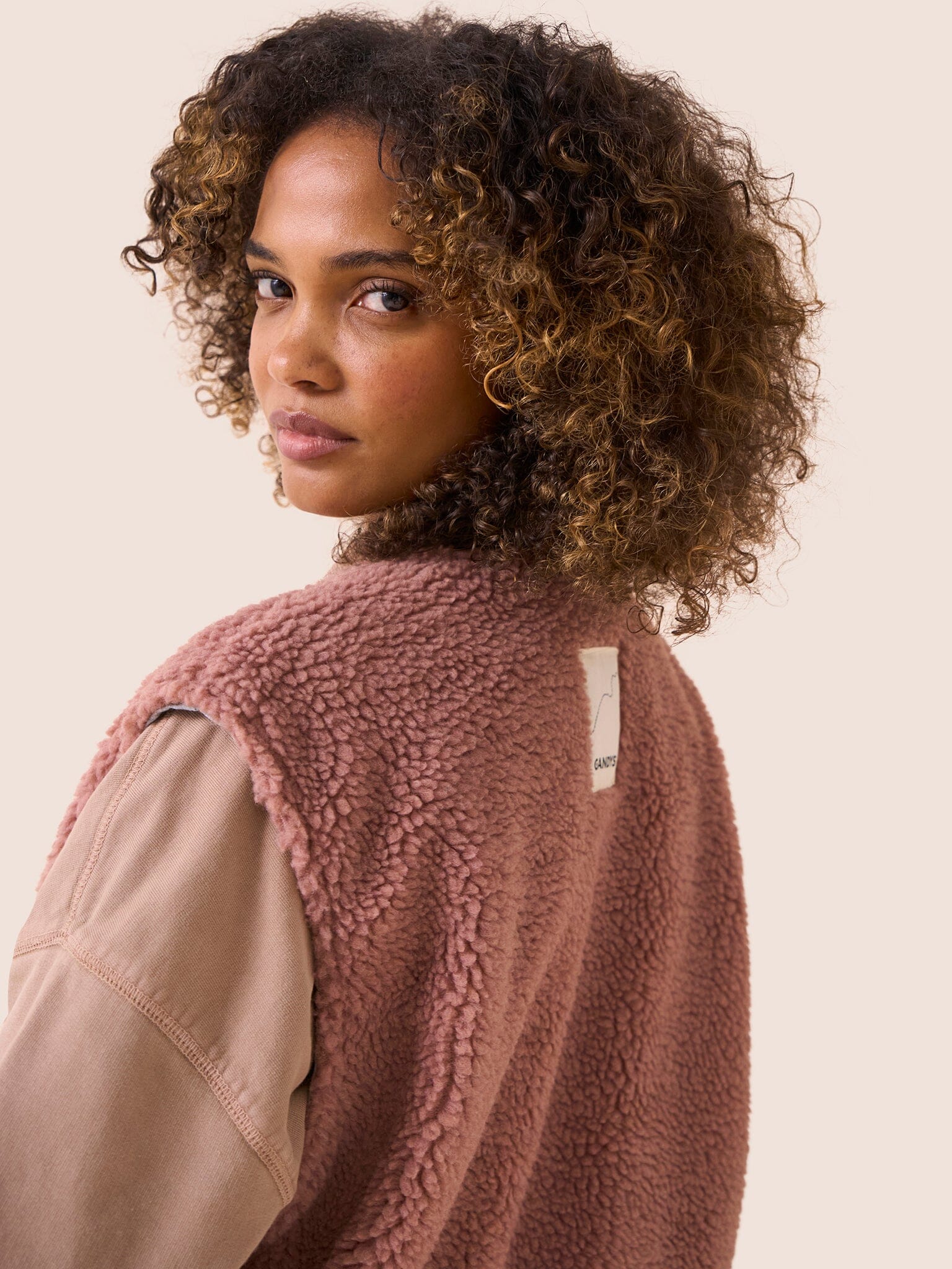 Harlem Recycled Fleece Gilet in Pink Layering- Gandys