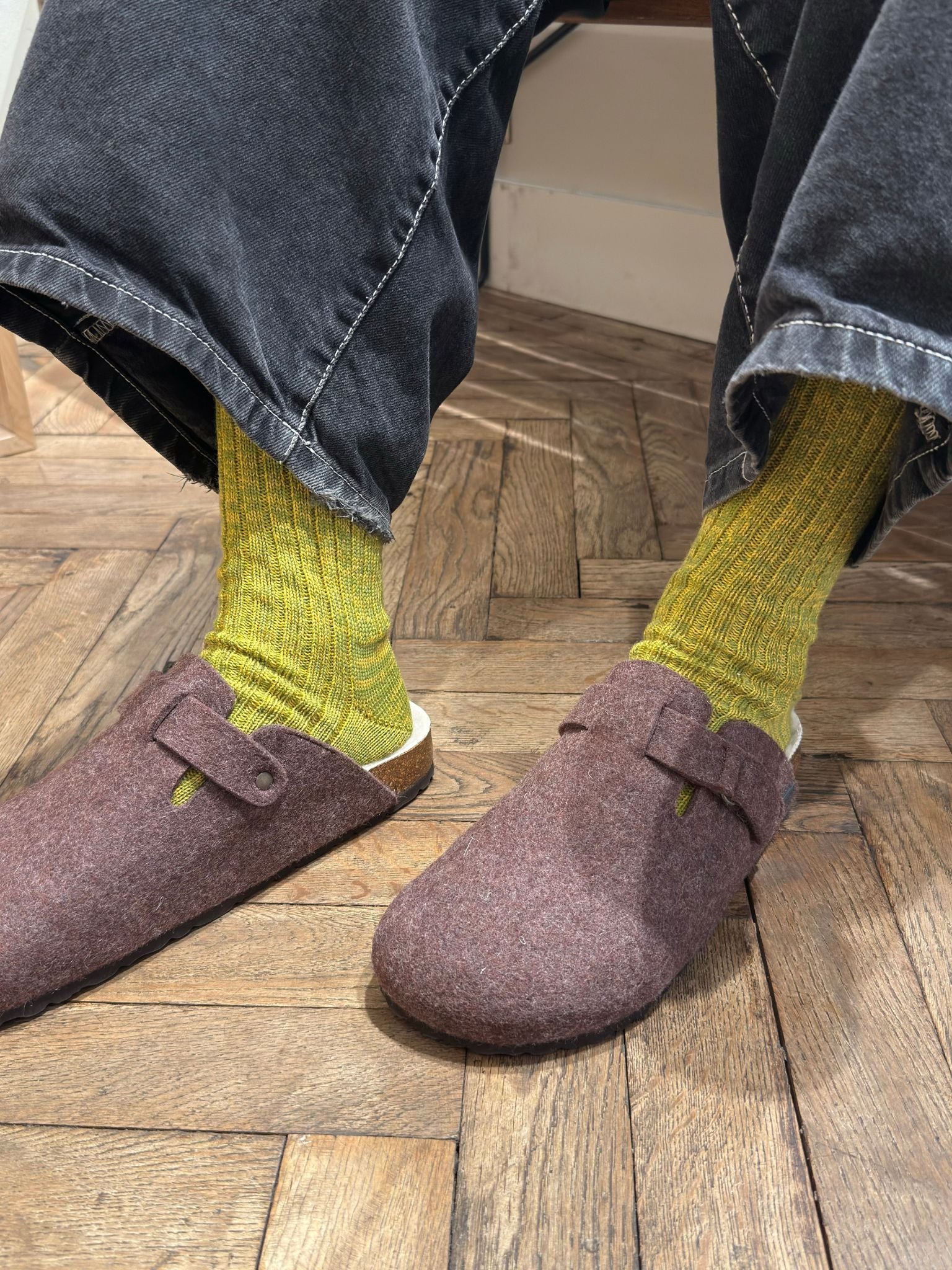 Haworth Made in England Socks in Green and Yellow Accessories- Gandys