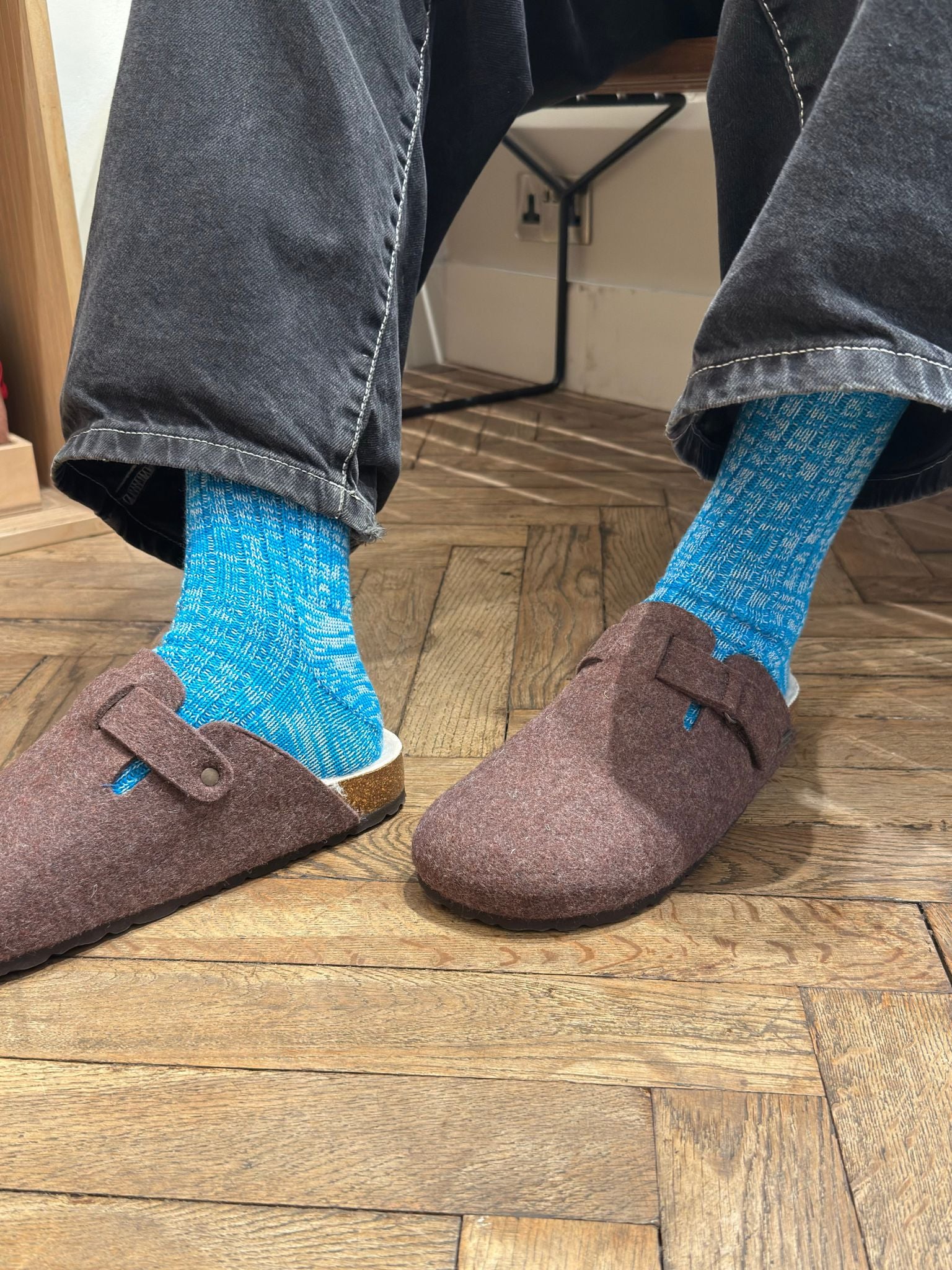 Haworth Made in England Socks in Teal and White Accessories- Gandys