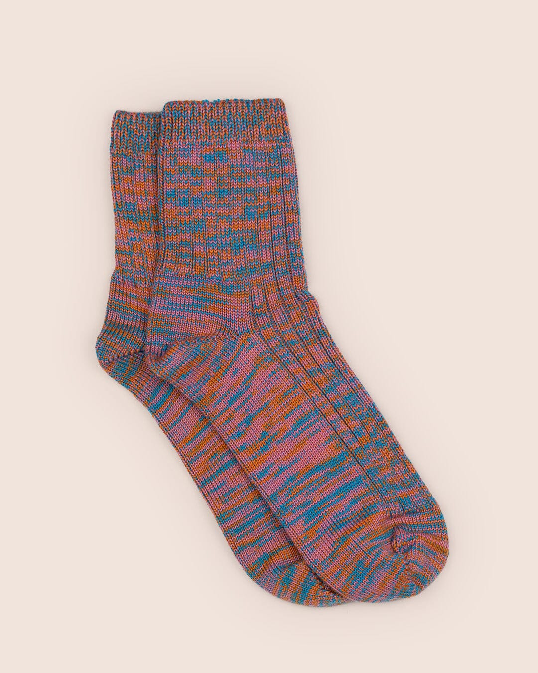 Hebden Made in England Wool Socks in Orange Mix Accessories- Gandys