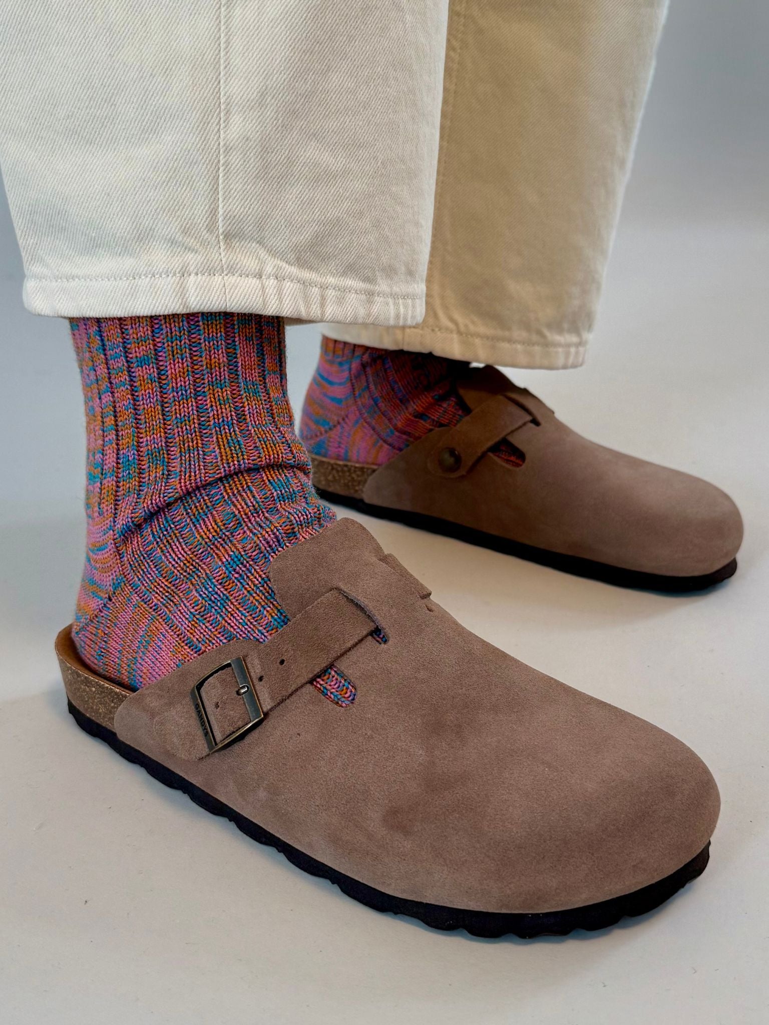 Hebden Made in England Wool Socks in Orange Mix Accessories- Gandys