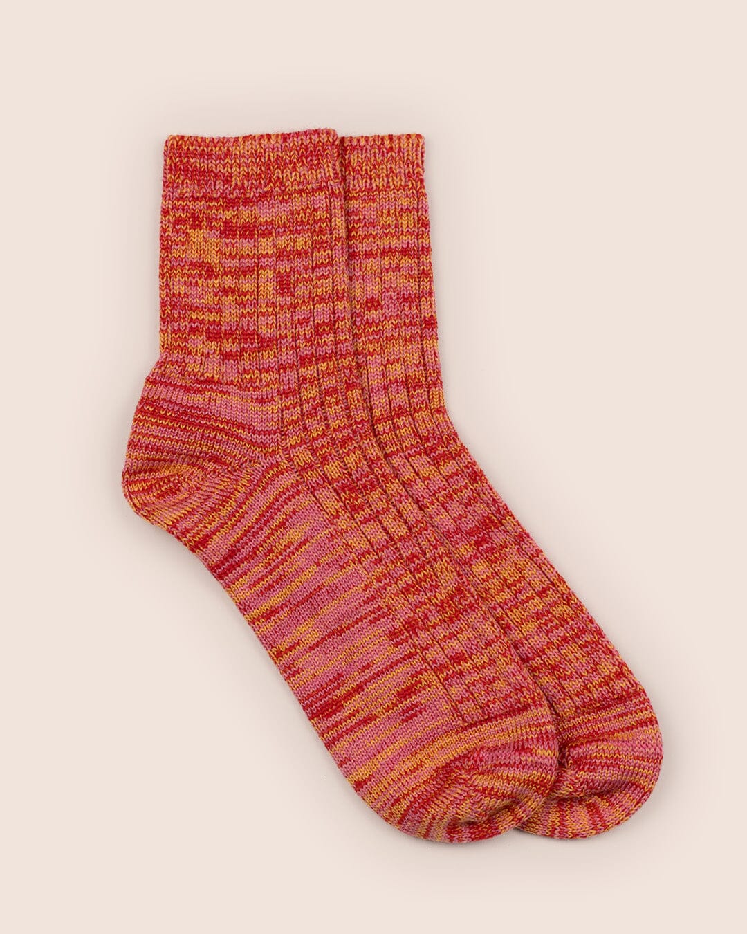 Hebden Made in England Wool Socks in Pink/Red Mix Accessories- Gandys