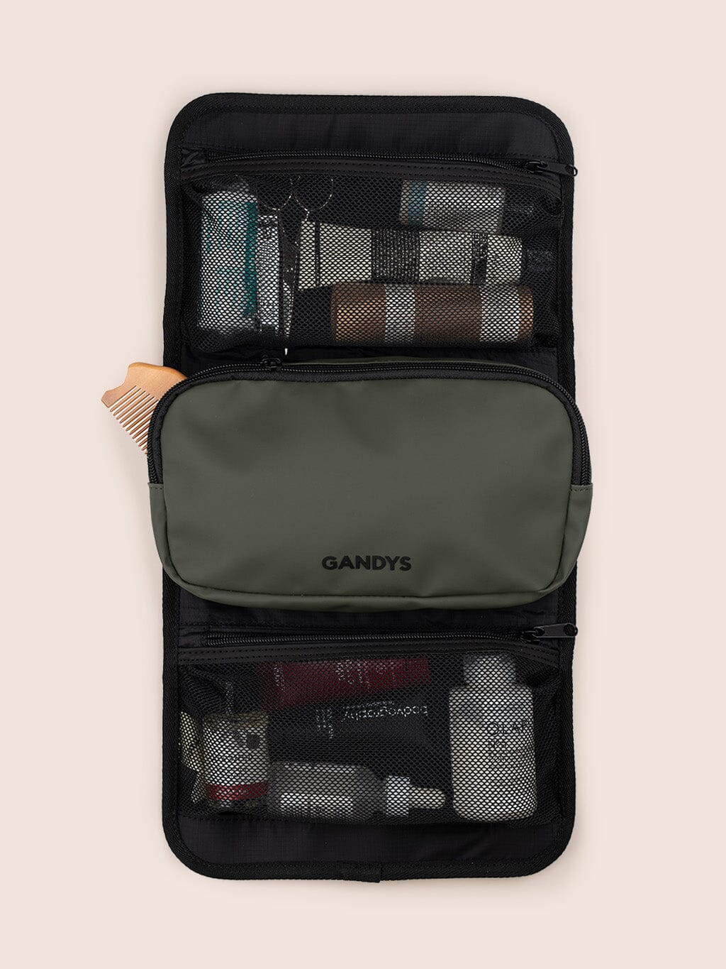 Helsinki Waterproof Roll Up Washbag in Khaki Accessories- Gandys