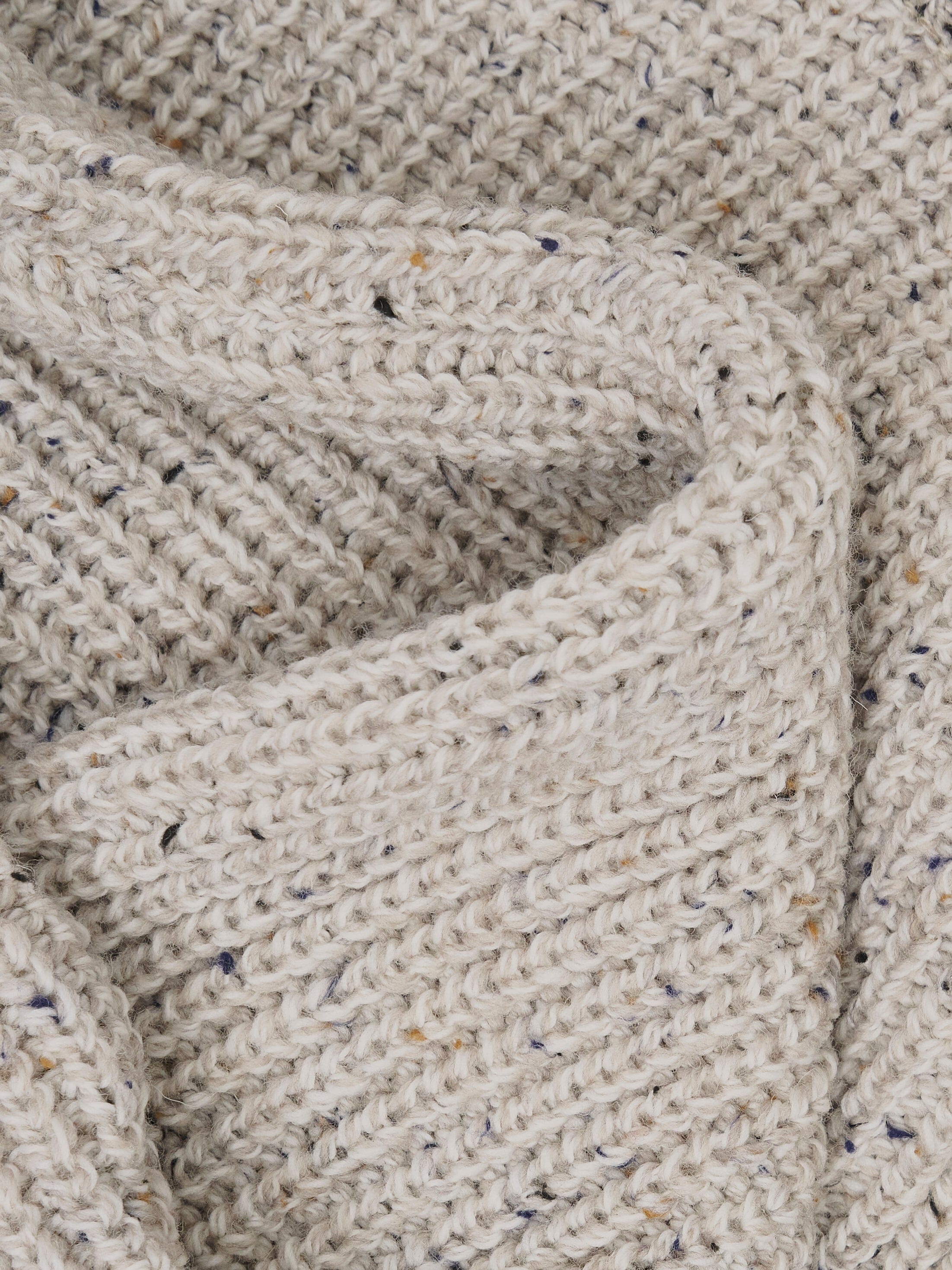 Highland Made in England Wool Fisherman Sweater in Natural Layering- Gandys