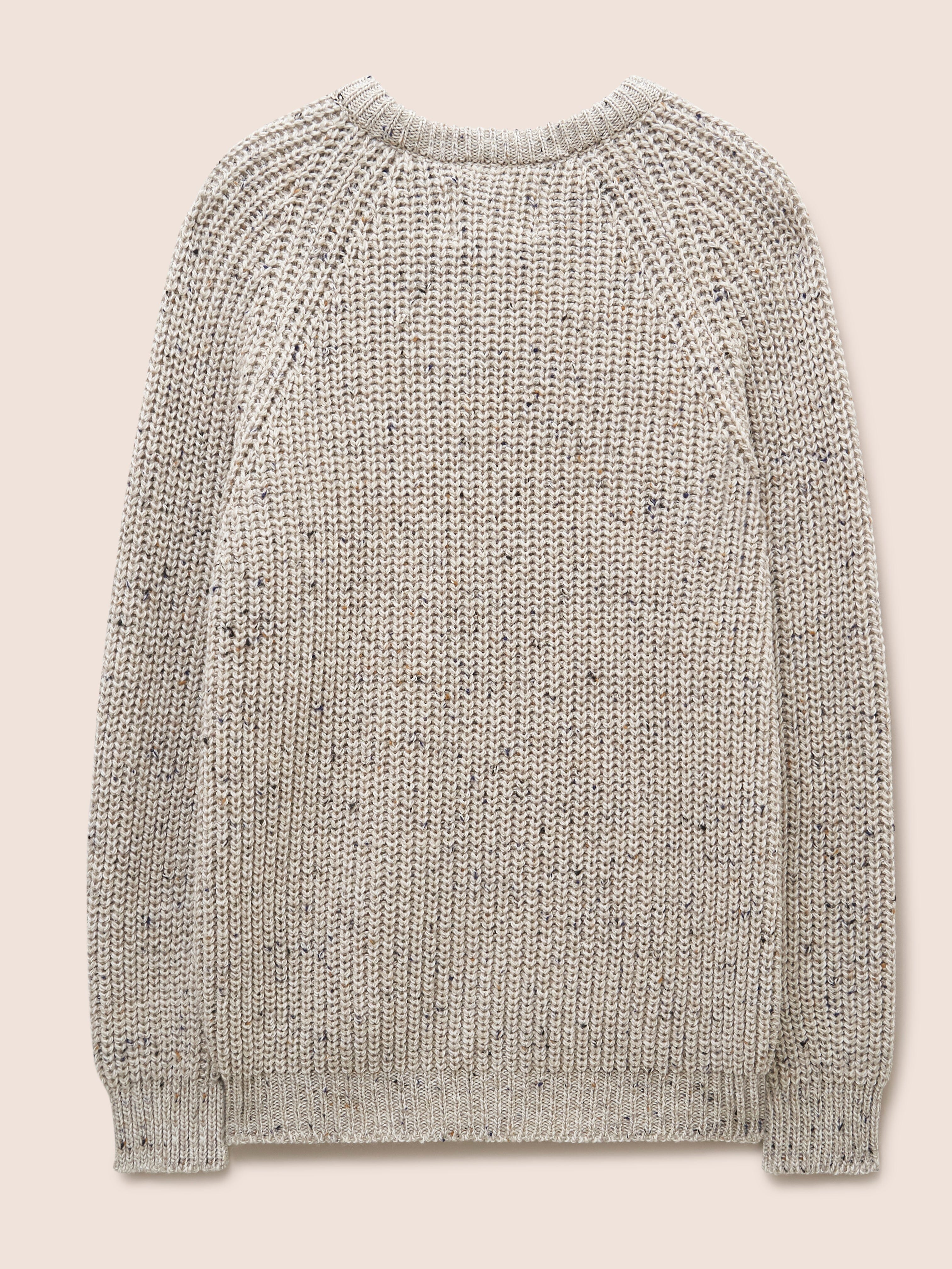 Highland Made in England Wool Fisherman Sweater in Natural Layering- Gandys