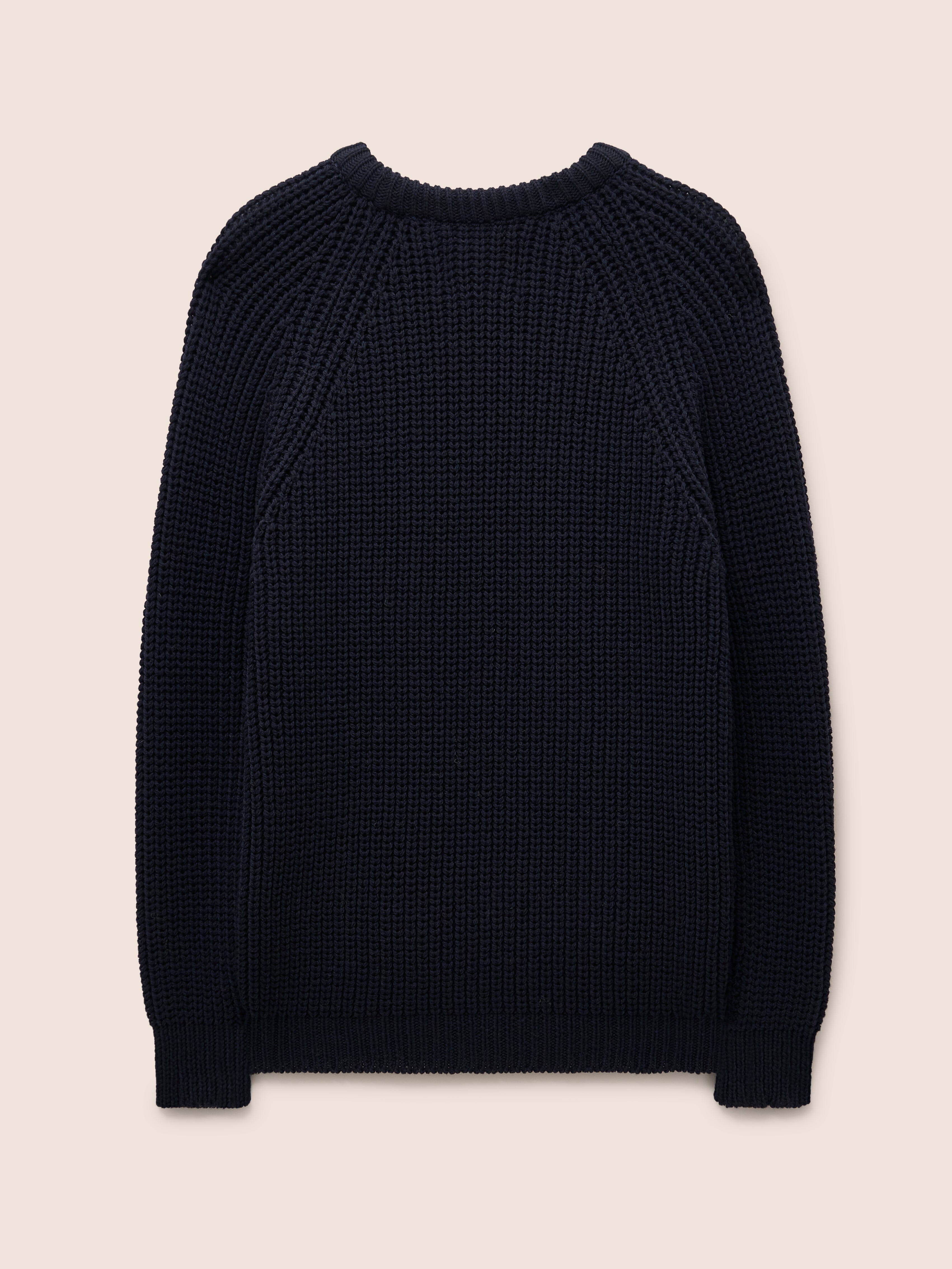 Highland Made in England Wool Fisherman Sweater in Navy Layering- Gandys