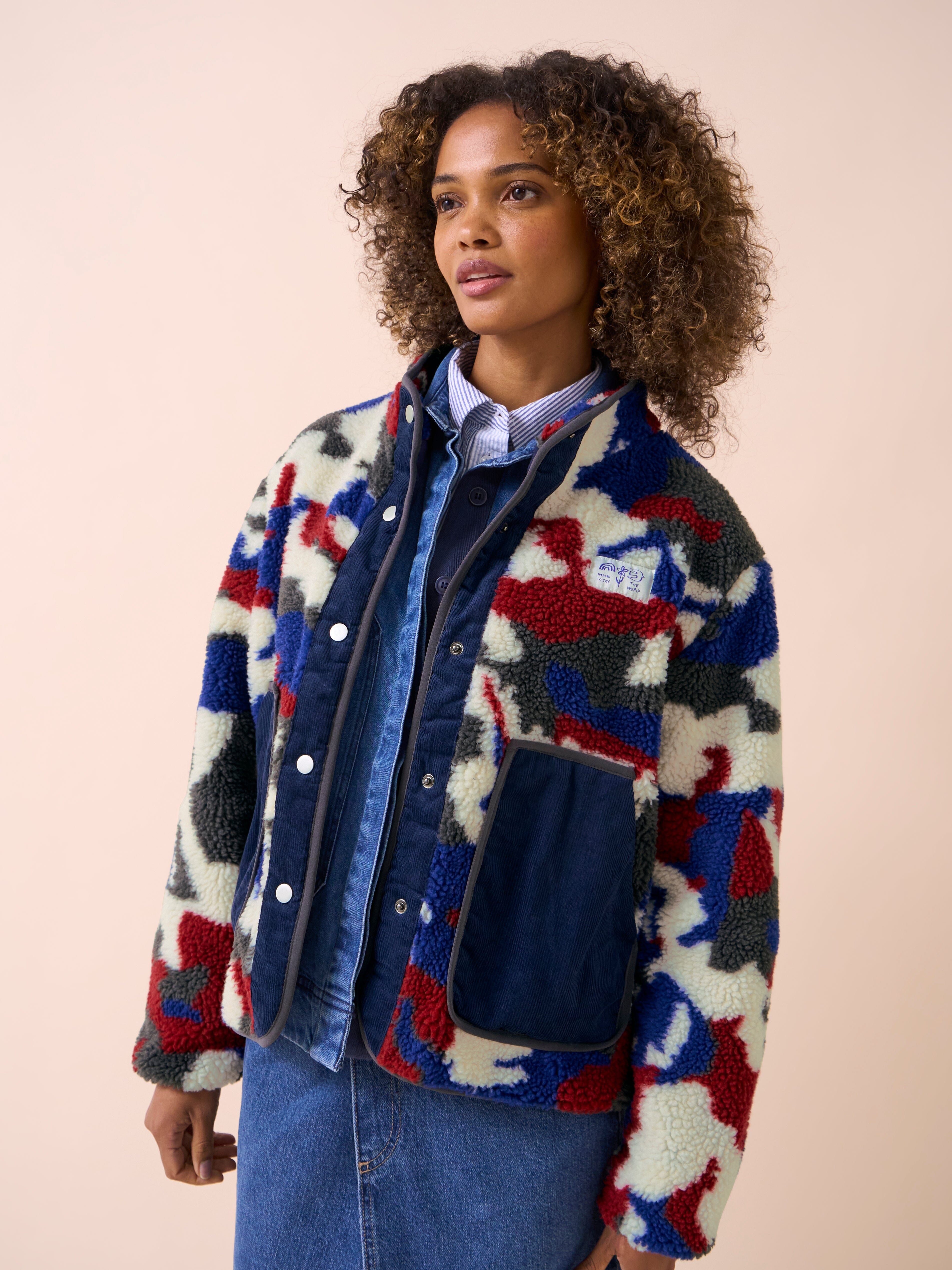 Hudson Recycled Fleece Cord Printed Jacket Layering- Gandys