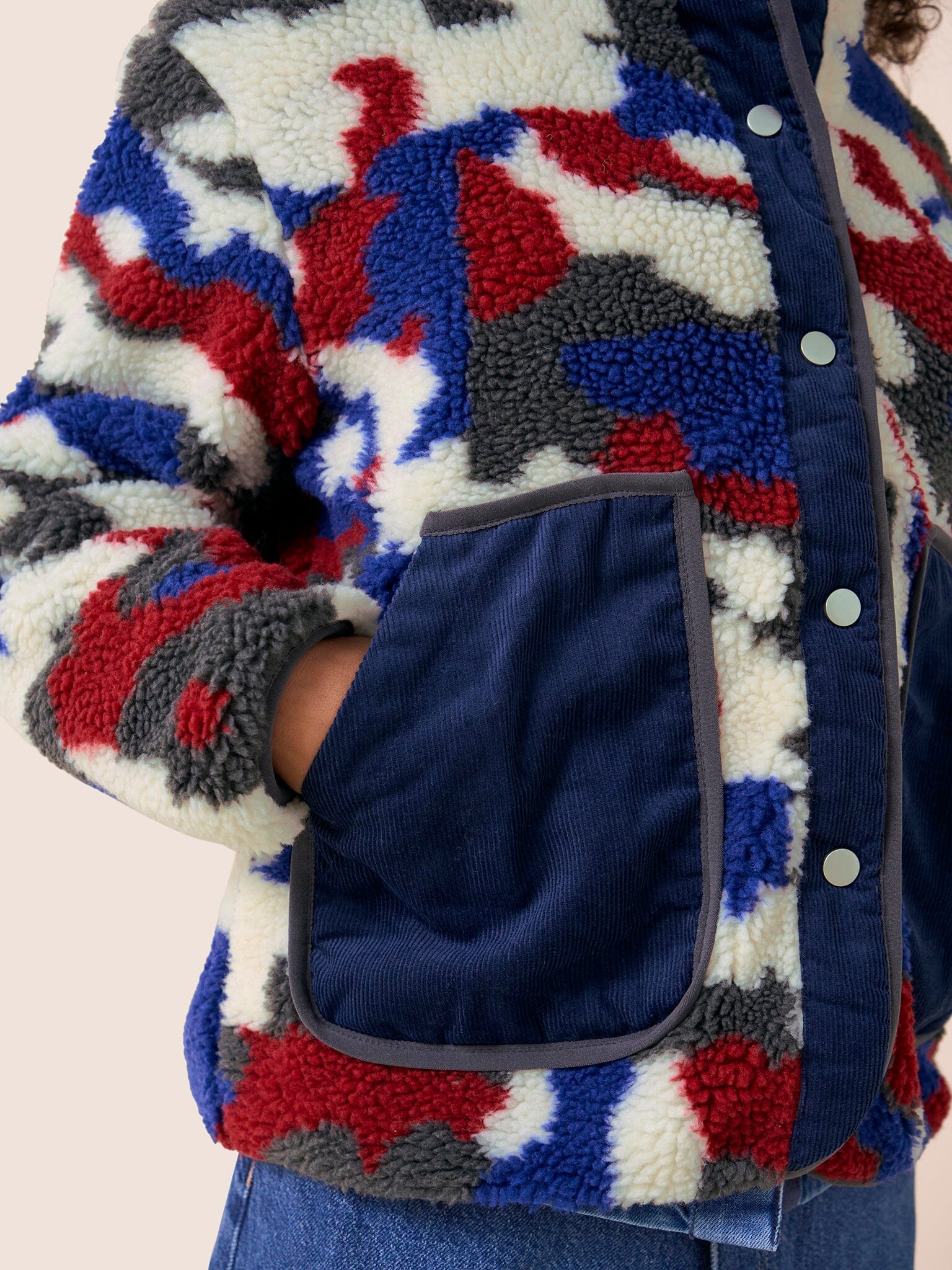 Hudson Recycled Fleece Cord Printed Jacket Layering- Gandys