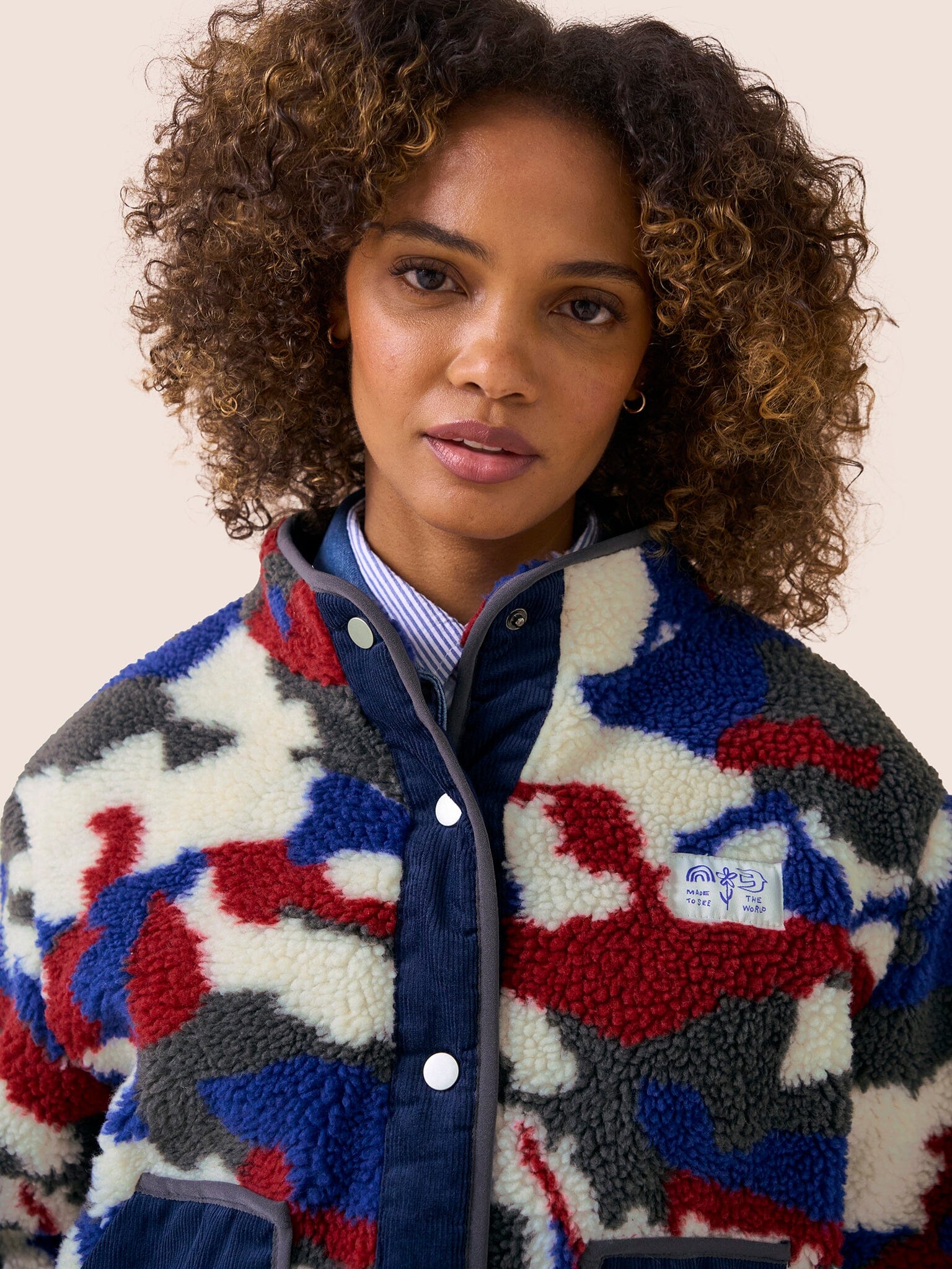 Hudson Recycled Fleece Cord Printed Jacket Layering- Gandys