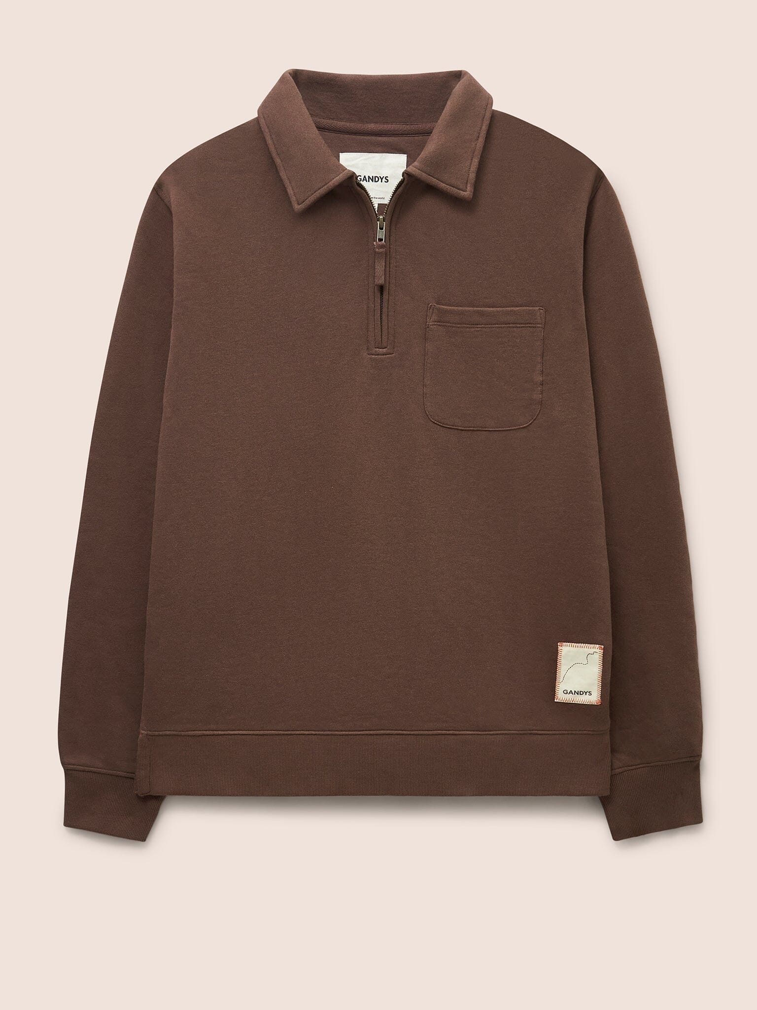 Java Cotton 1/4 Zip Sweater in Brown Layering- Gandys