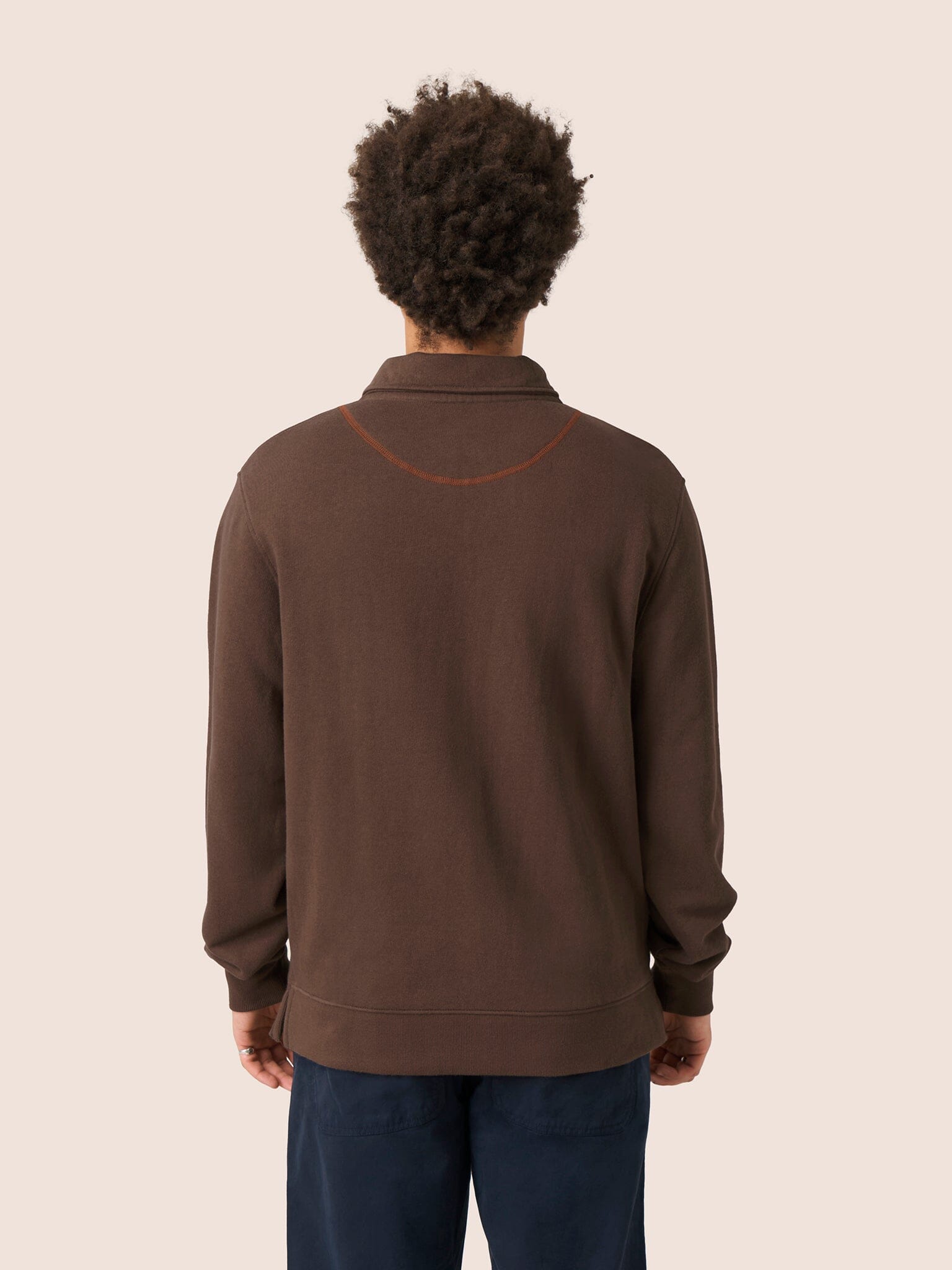 Java Cotton 1/4 Zip Sweater in Brown Layering- Gandys
