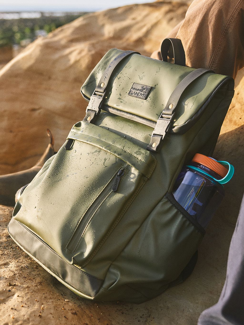 Khaki Pantai Waterproof Backpack Bags- Gandys