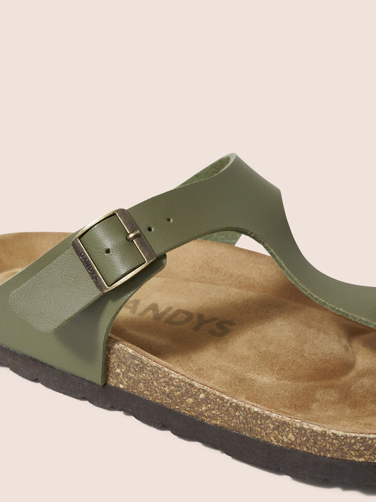 Khaki Seville Toe Post Footbed Sandal Footwear- Gandys