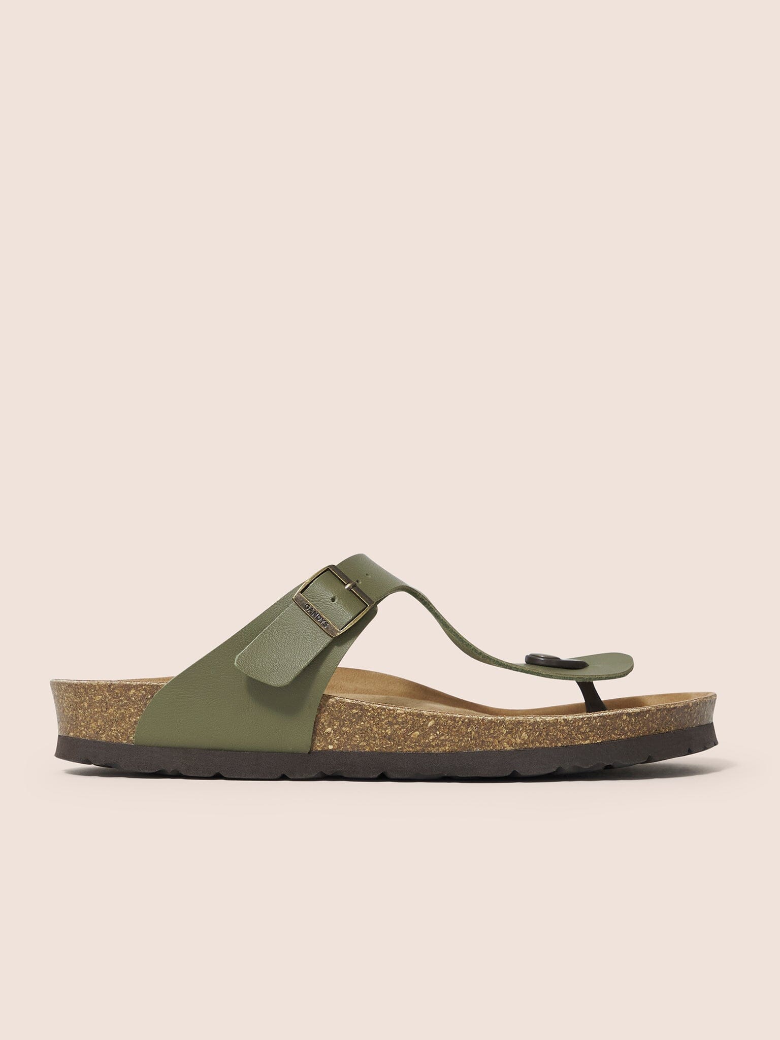 Khaki Seville Toe Post Footbed Sandal Footwear- Gandys