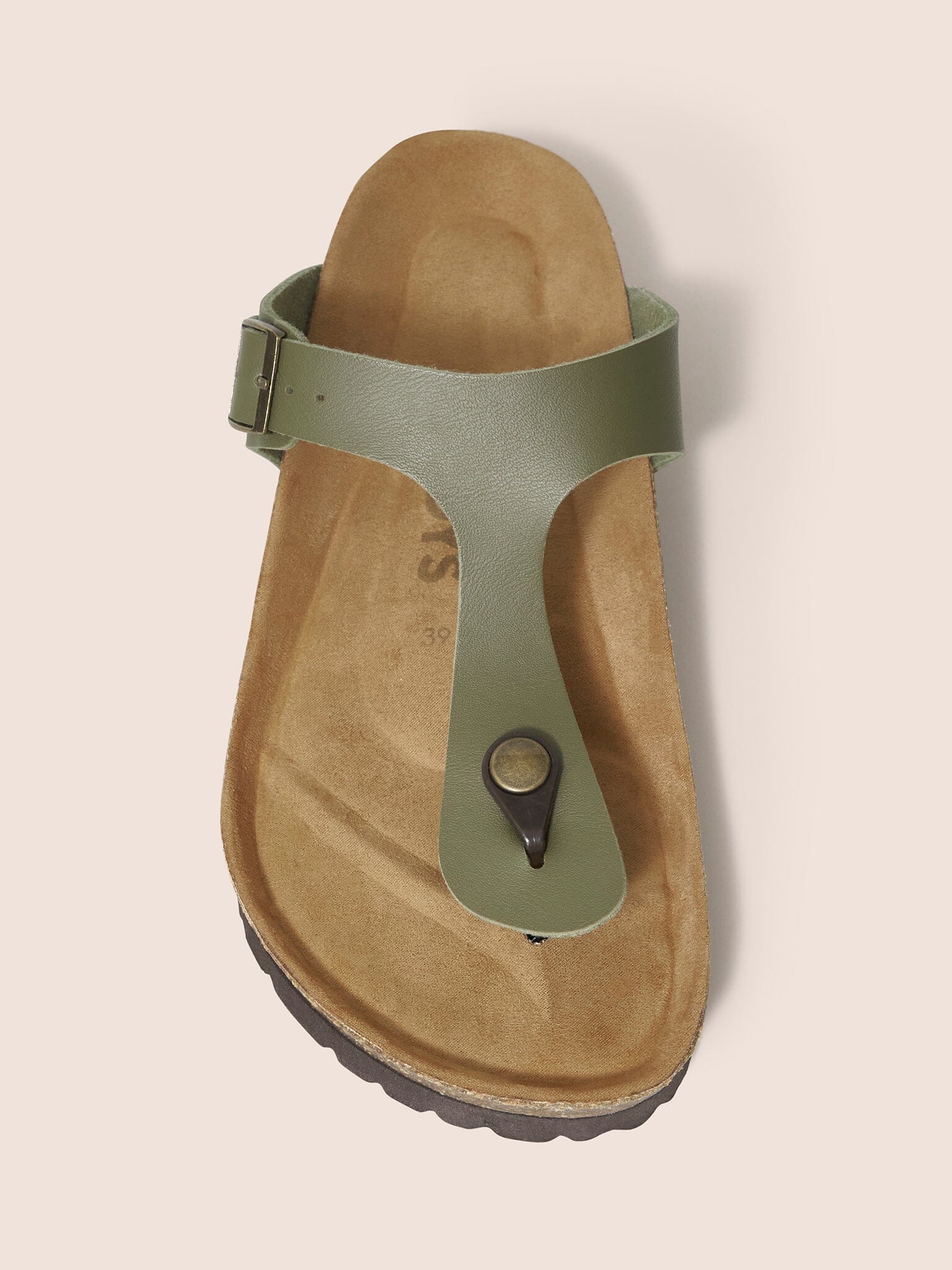 Khaki Seville Toe Post Footbed Sandal Footwear- Gandys