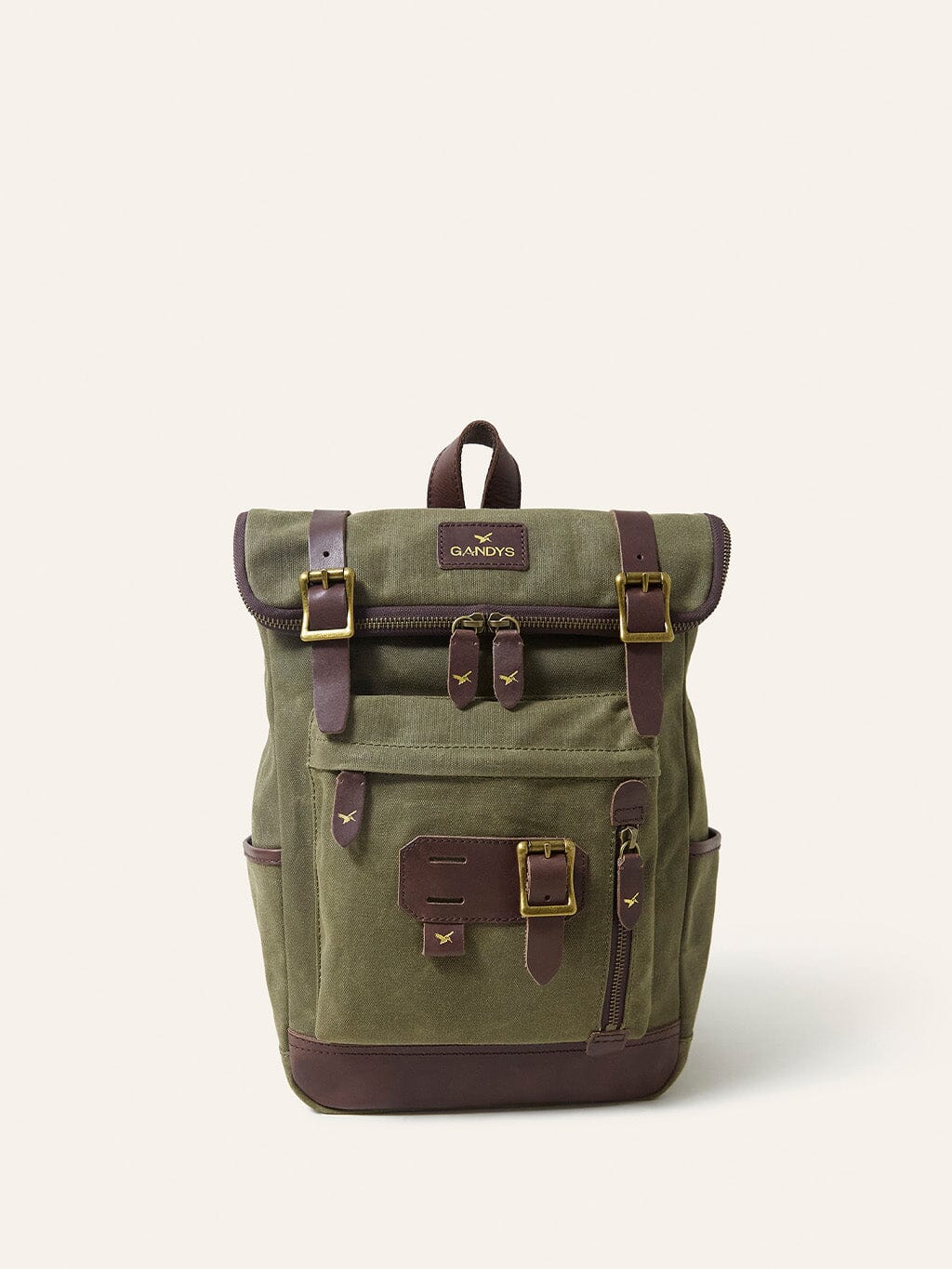 Khaki Slate Waxed Cotton Mini Bali Backpack Bags- Gandys