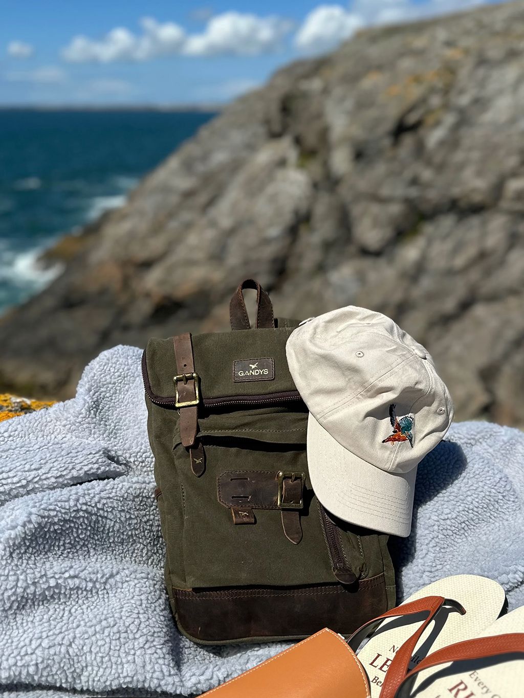 Khaki Slate Waxed Cotton Mini Bali Backpack Bags- Gandys