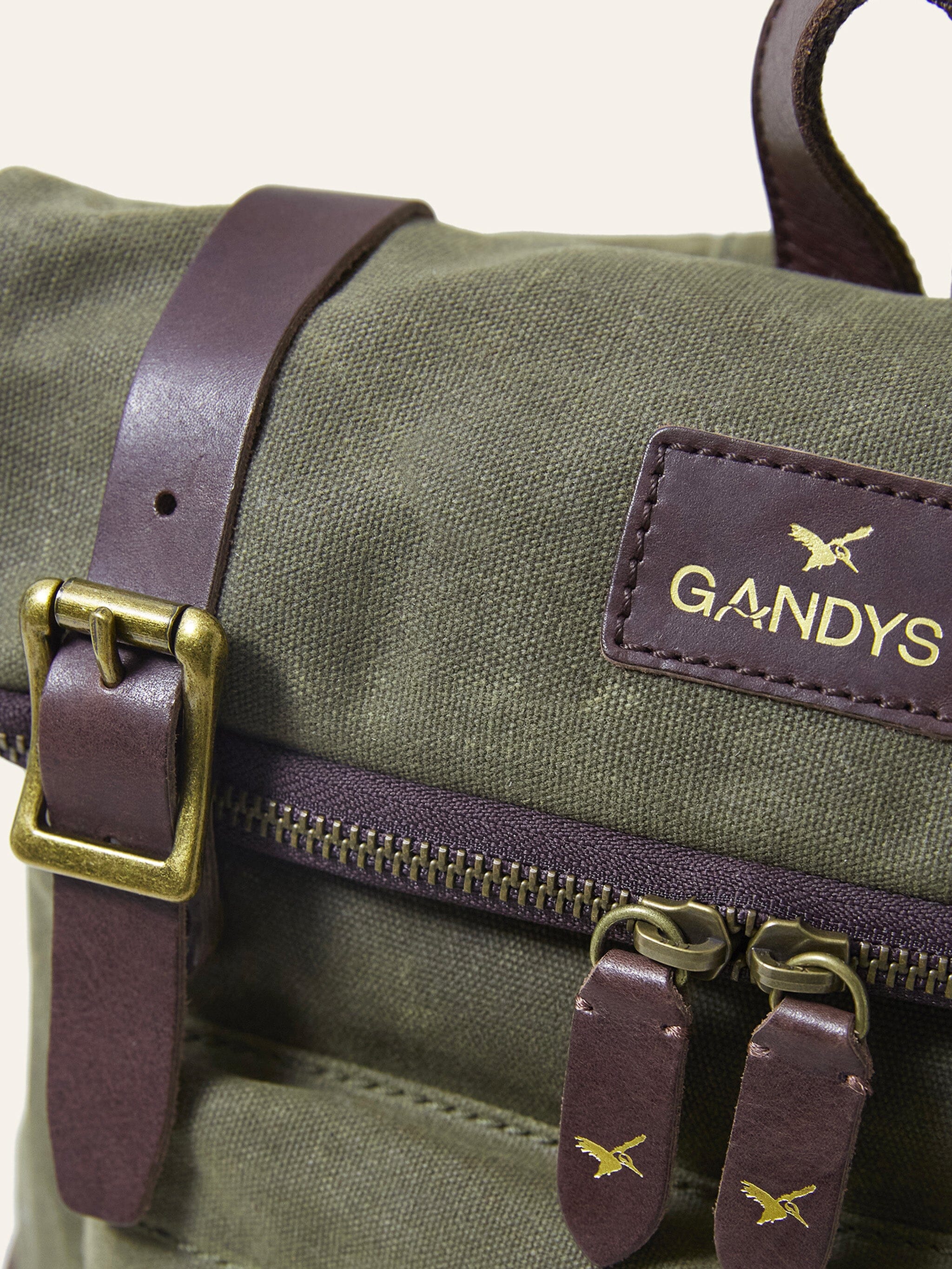 Khaki Slate Waxed Cotton Mini Bali Backpack Bags- Gandys