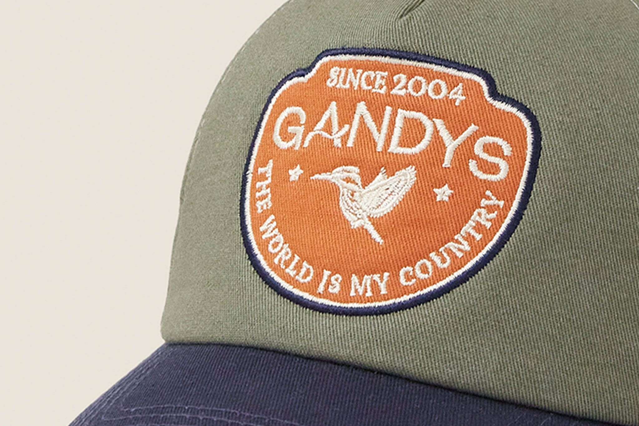 Khaki The World is My Country Trucker Cap Accessories- Gandys