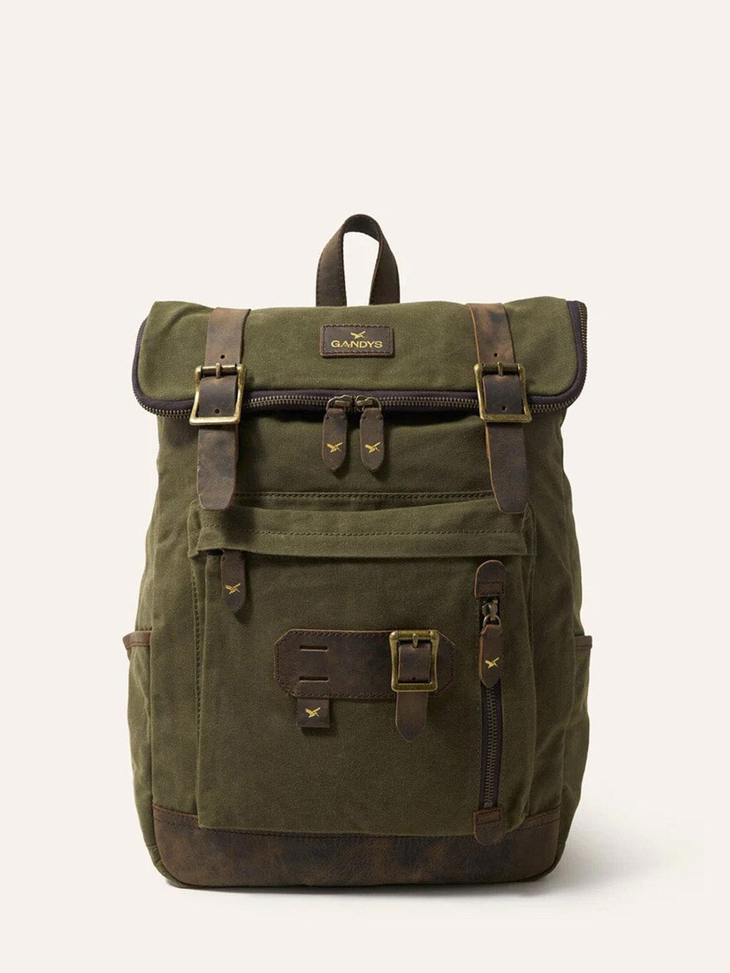 Khaki Waxed Cotton Bali Backpack Bags- Gandys