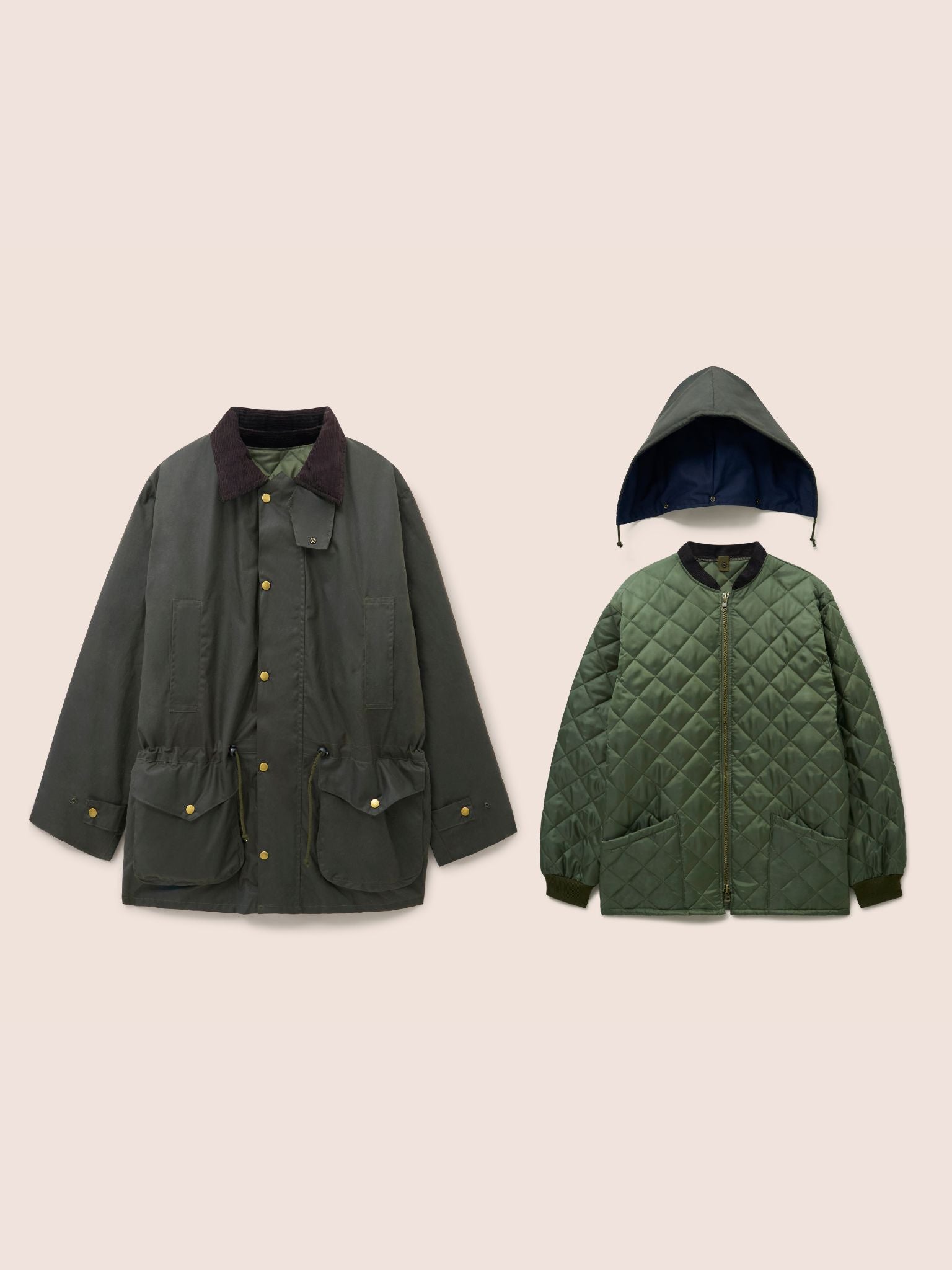 Leighton Waxed Cotton 4 in 1 Coat in Dark Olive Outerwear- Gandys