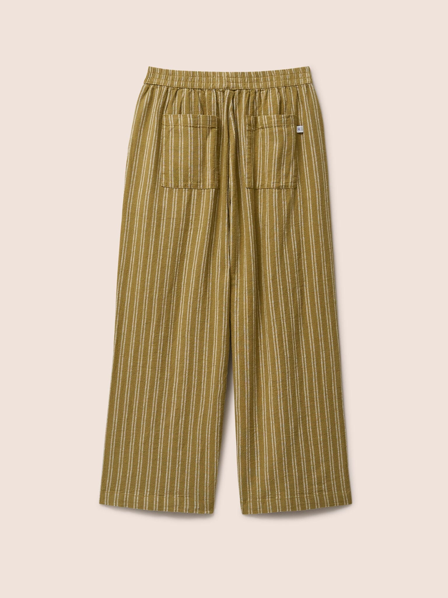 Lexington Cotton Wide Leg Trousers in Caramel Stripe Bottoms- Gandys