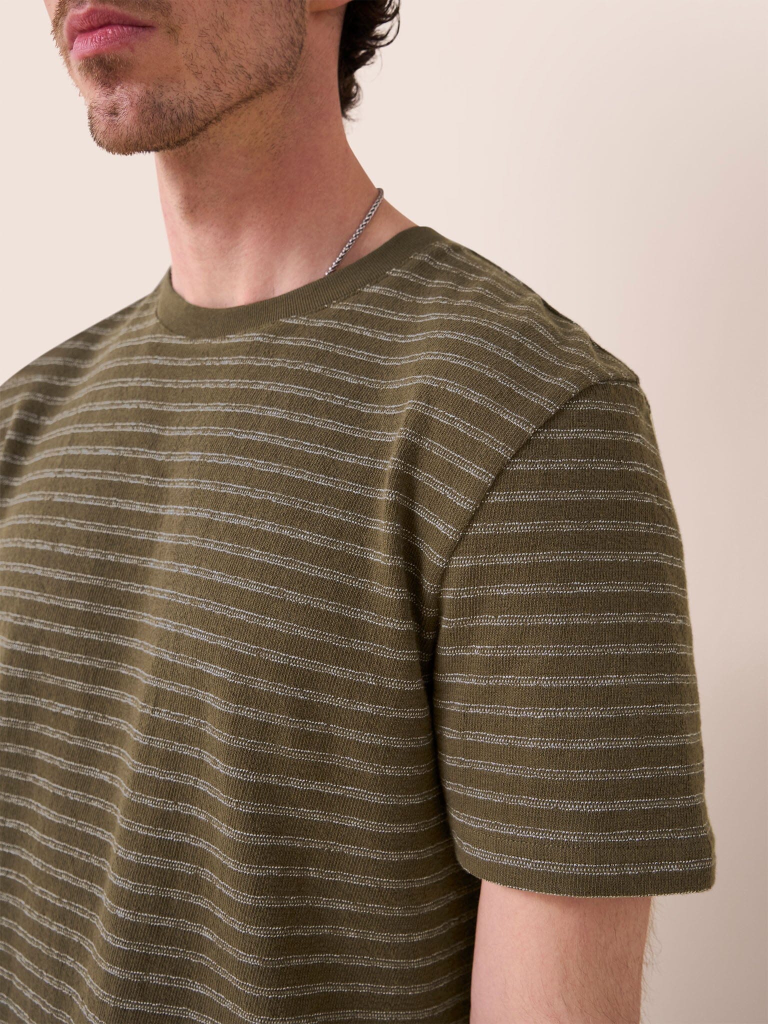 Lucca Classic Organic Cotton Short Sleeve T-Shirt in Brown Stripe T-Shirts- Gandys