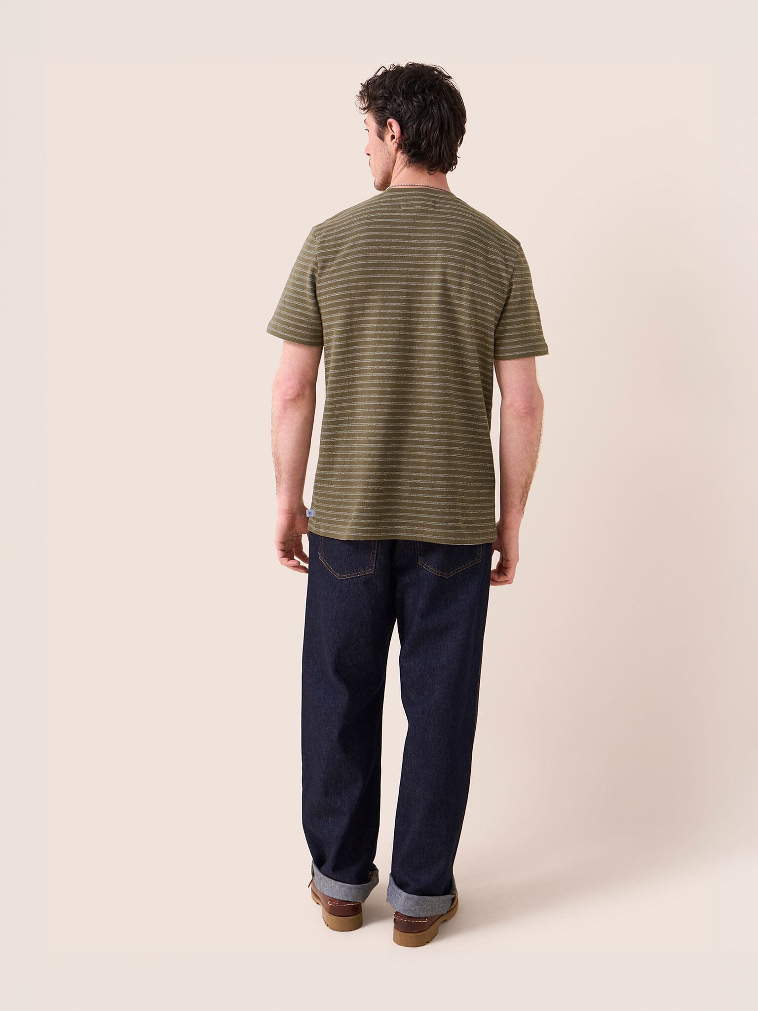 Lucca Classic Organic Cotton Short Sleeve T-Shirt in Brown Stripe T-Shirts- Gandys