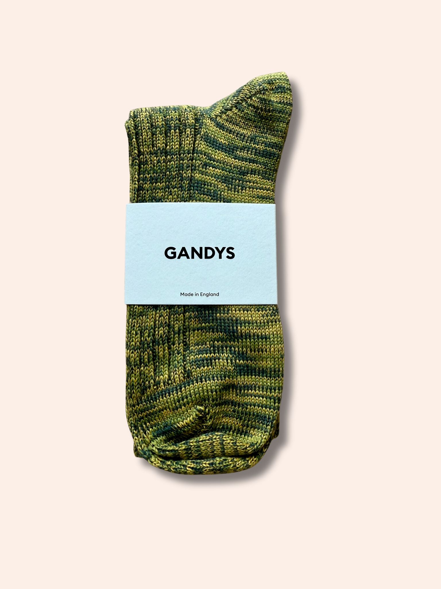 Made in England Wool Socks in Green/Yellow Mix Accessories- Gandys