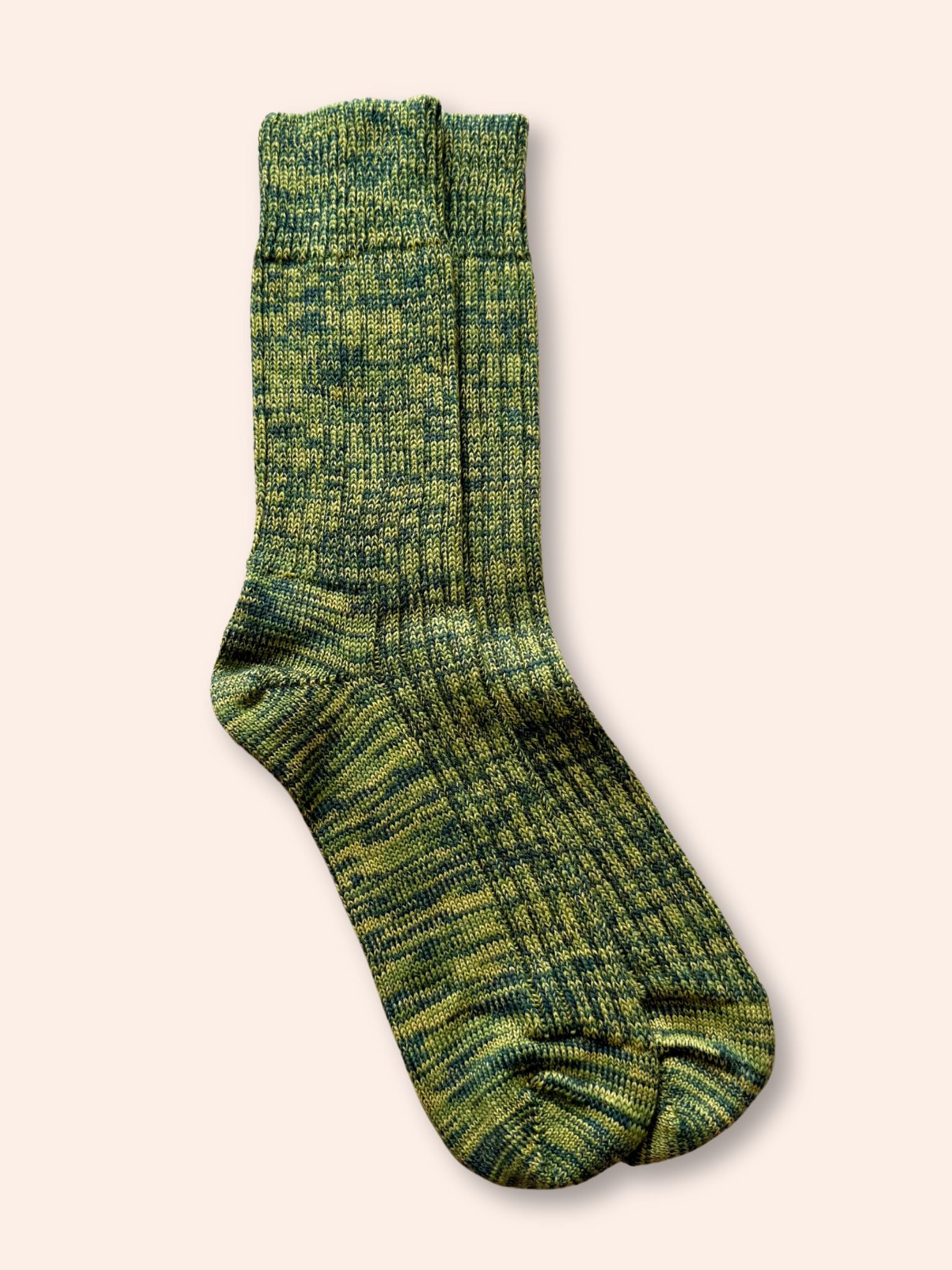 Made in England Wool Socks in Green/Yellow Mix Accessories- Gandys