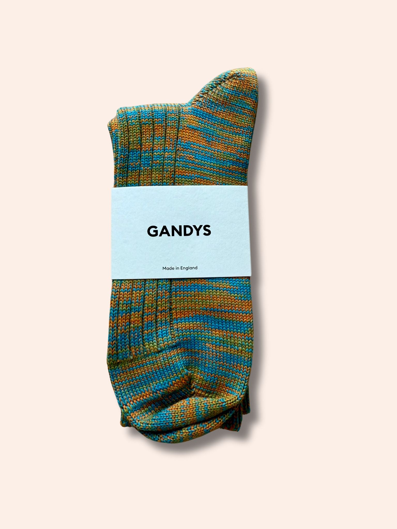 Made in England Wool Socks in Orange/Turquoise Mix Accessories- Gandys