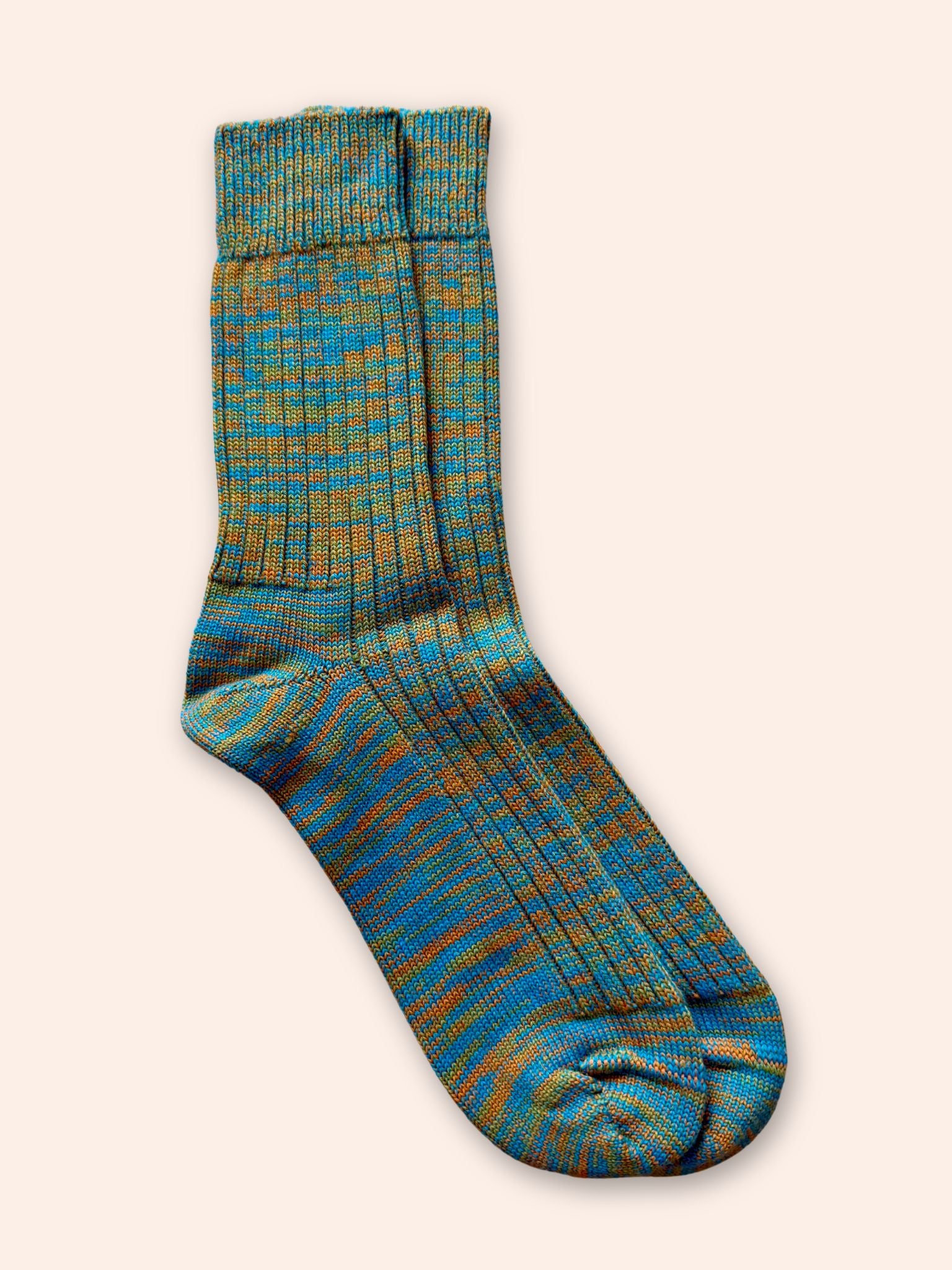 Made in England Wool Socks in Orange/Turquoise Mix Accessories- Gandys