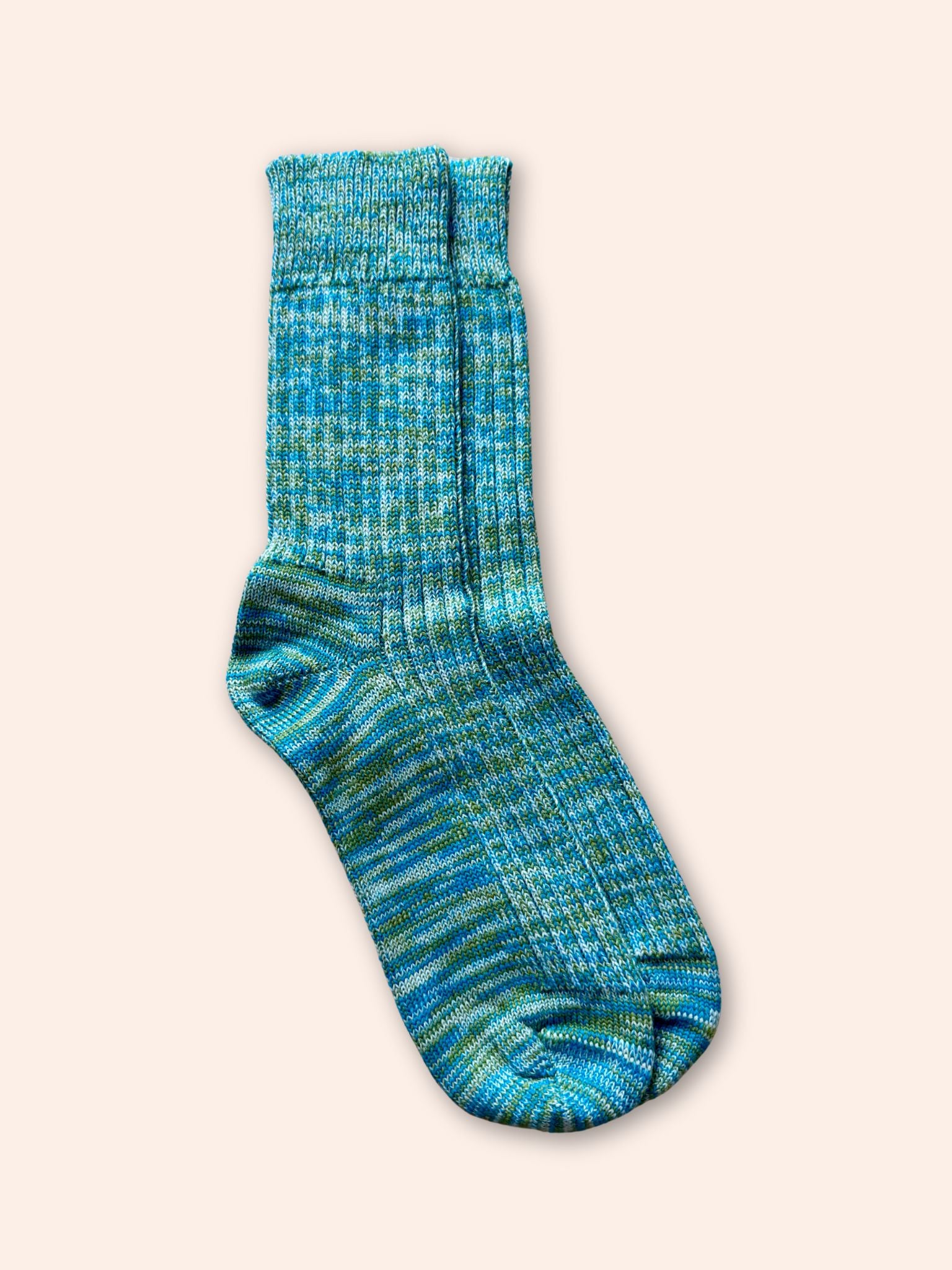Made in England Wool Socks in Turqoise/Green Mix Accessories- Gandys